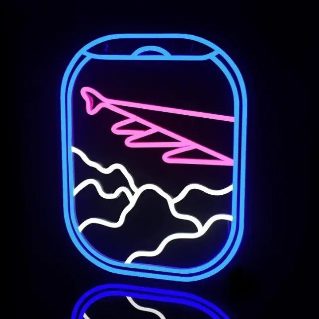 Airplane Window View Neon Signs | Decorative Wall Hanging Light | Shop Decor