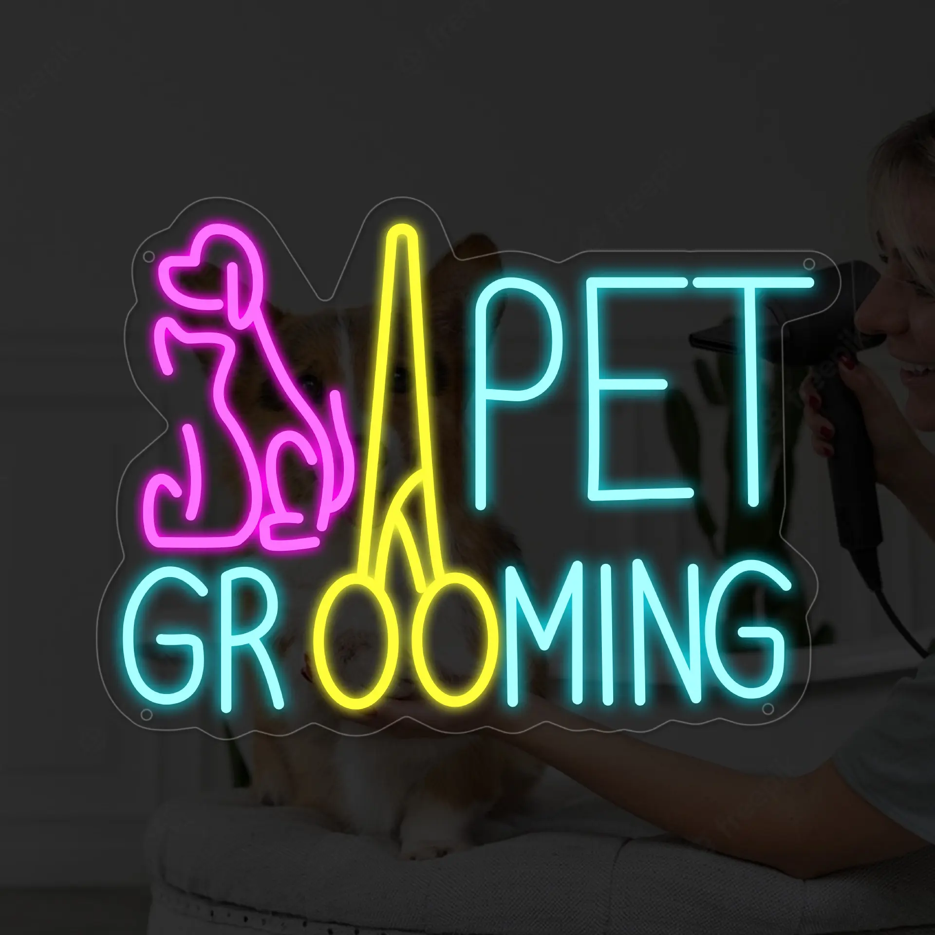 Pet Grooming LED Neon Pet Store Decor