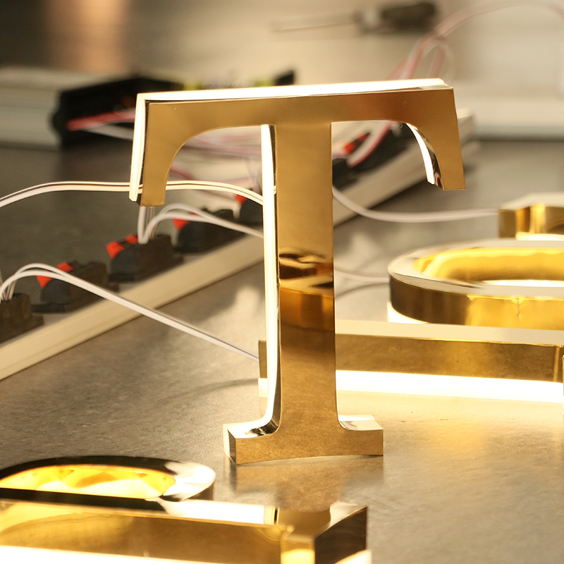 Mirror Metal LED Backlit Sign for Business Company Studio