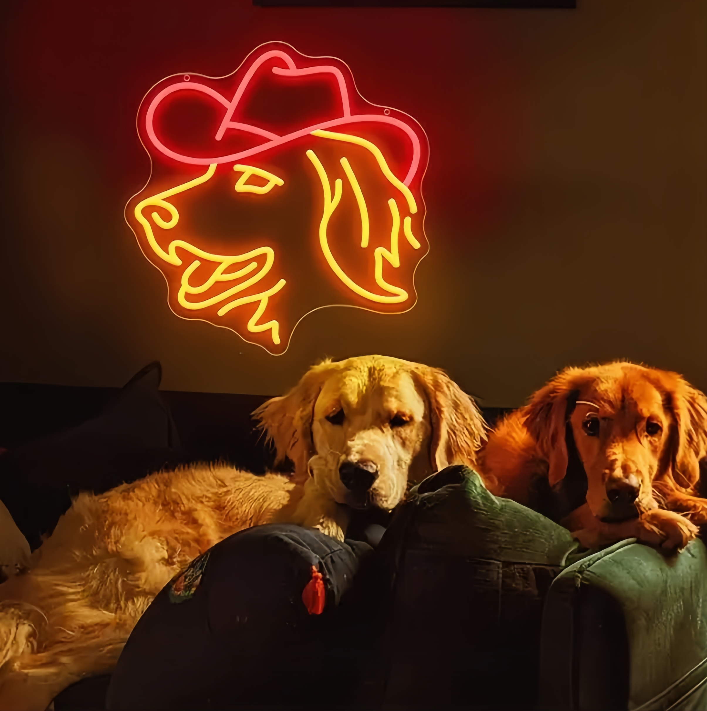 Dog Artwork Neon Sign Wall Art Decor Led Neon Golden Retriever Light Sign