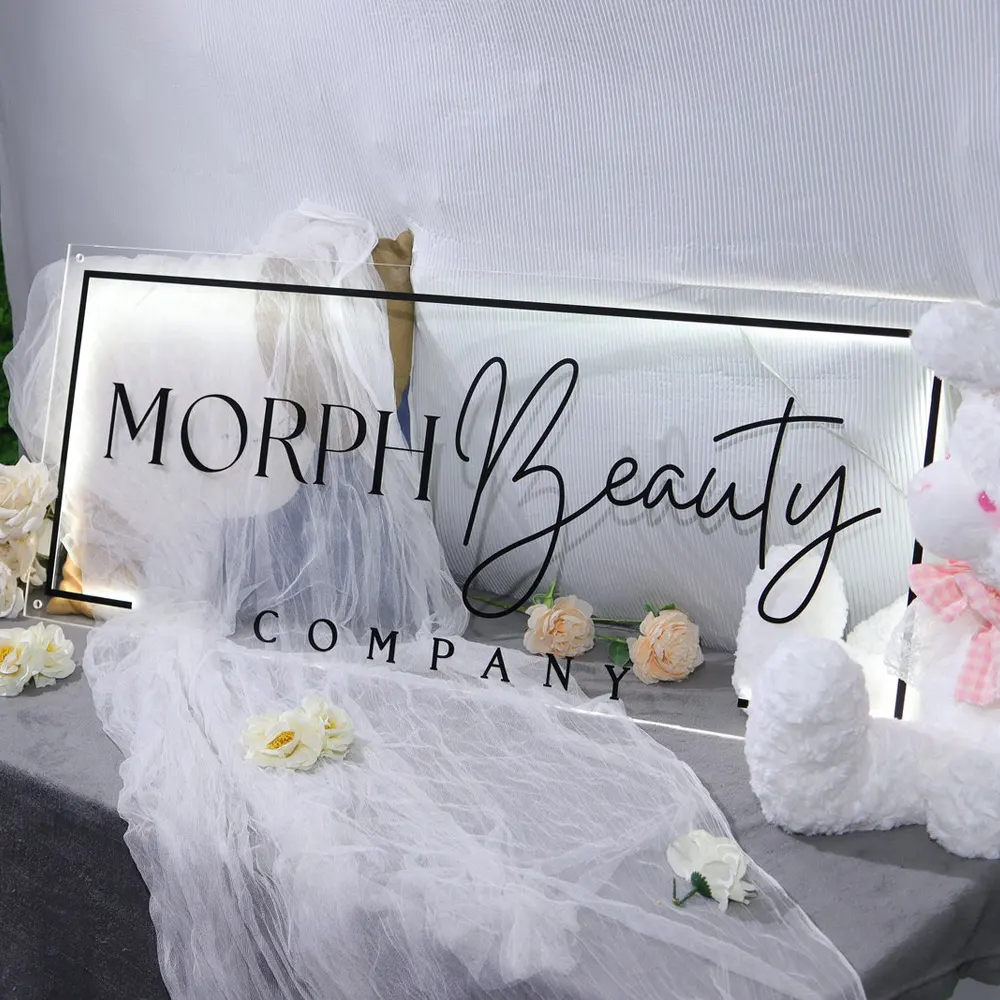 Custom Backlit Rectangular Acrylic Logo Sign for Business