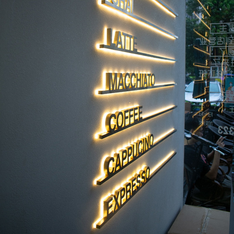 Brushed Metal Backlit Business Sign for Wall Decor