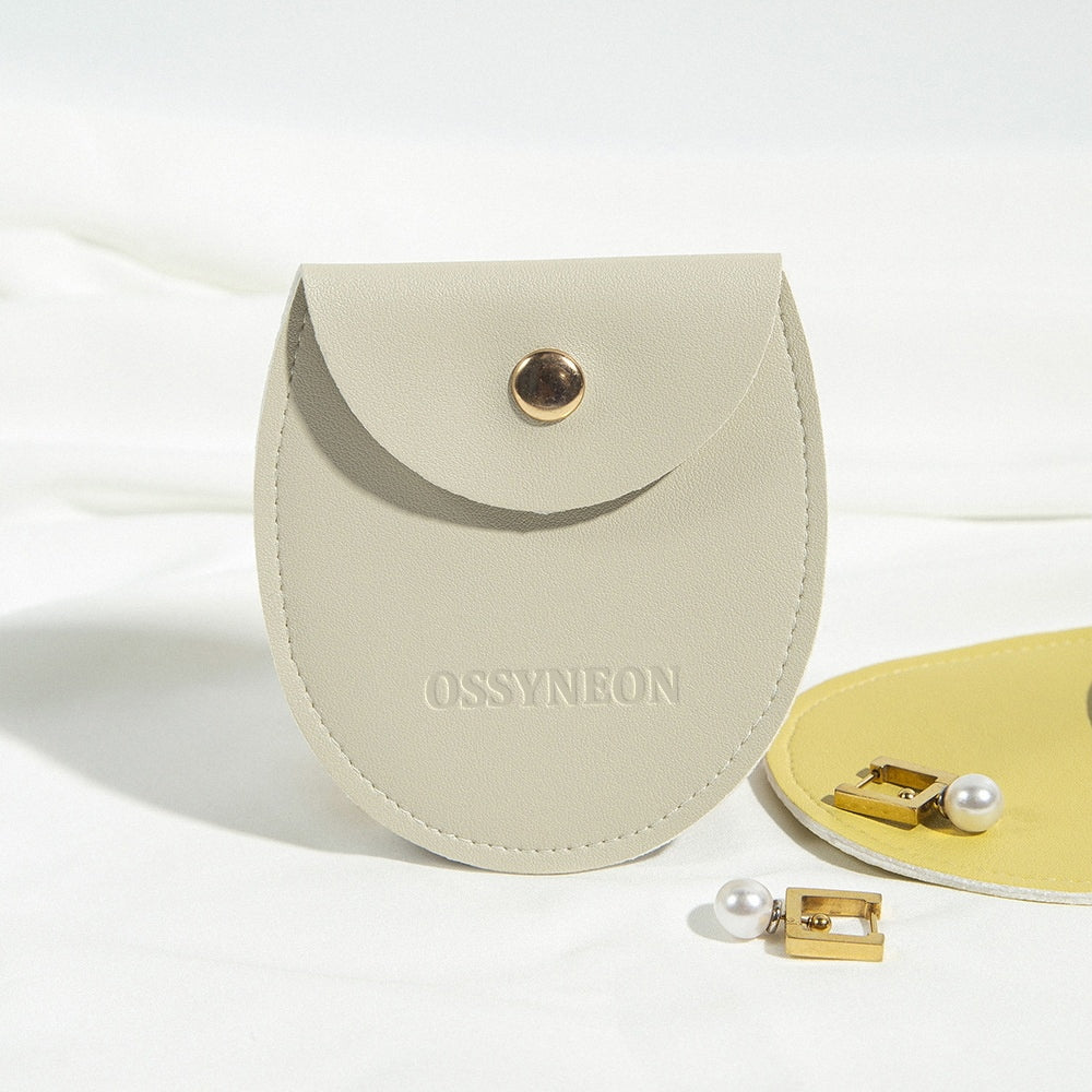 PU Leather Snap Jewelry Oval Bag