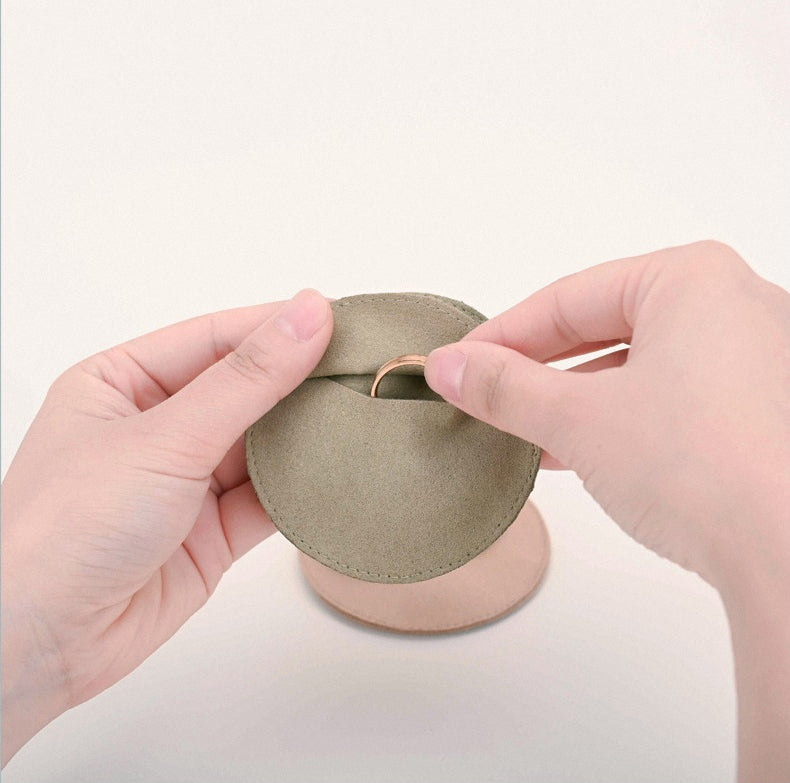 Round Microfiber Jewelry Soft Pouch for Earrings, Rings, Bracelets
