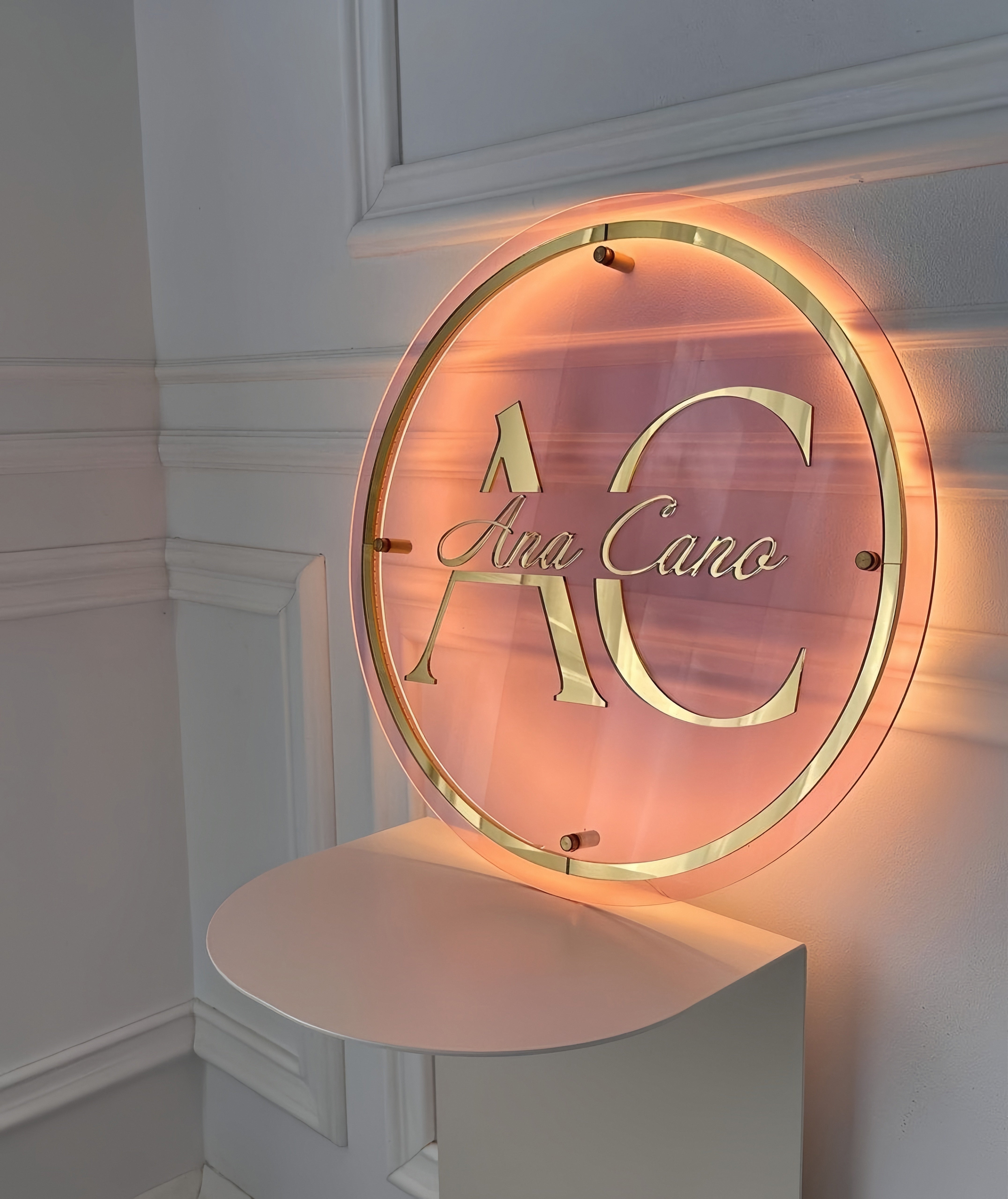 Pink Acrylic Backlit Sign for Beauty Salon Studio