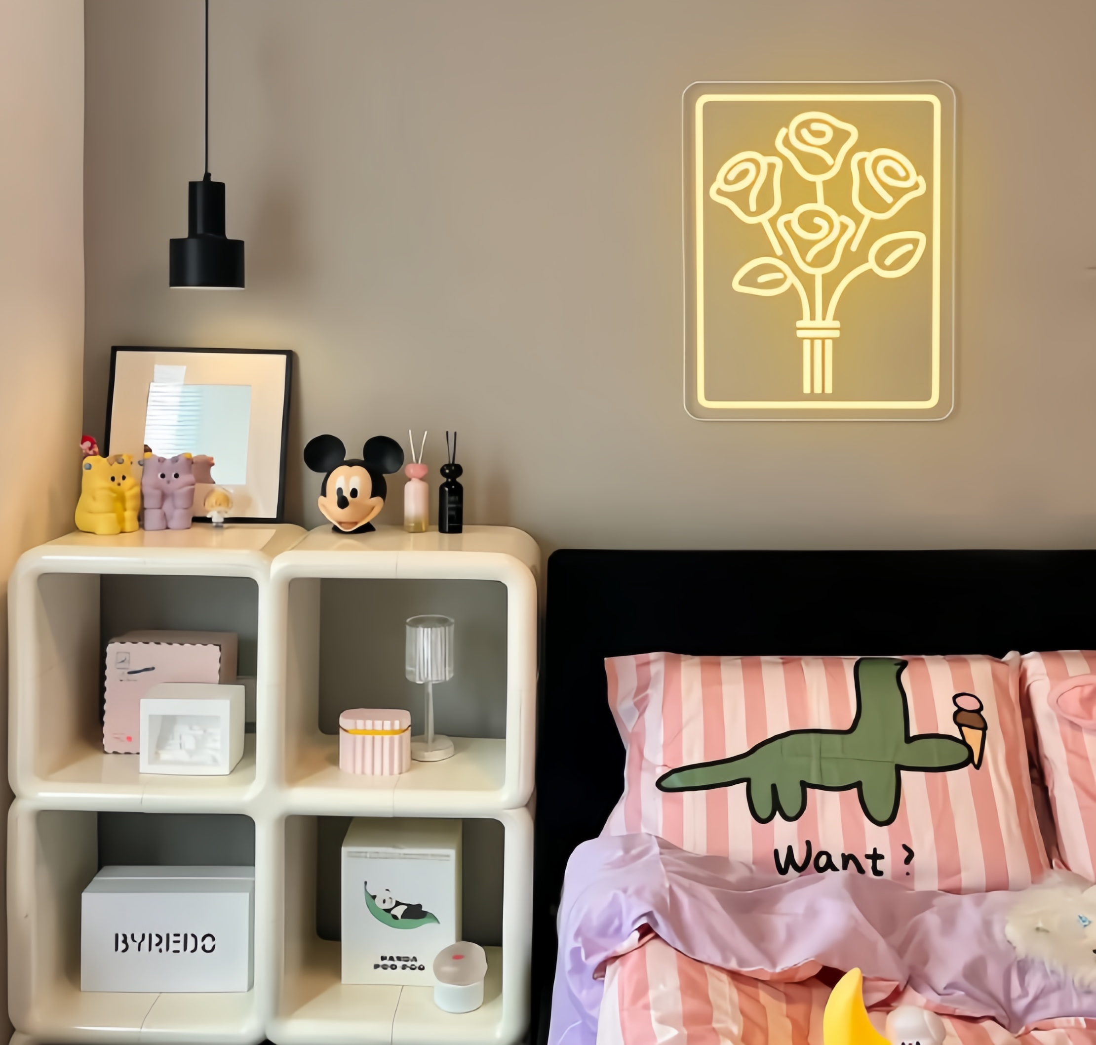 Rose Flower Led Neon Room Wedding Decor