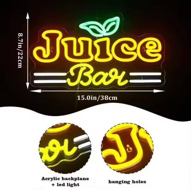 Juice Bar LED Neon Beverage Store Restaurant Decor Neon Sign
