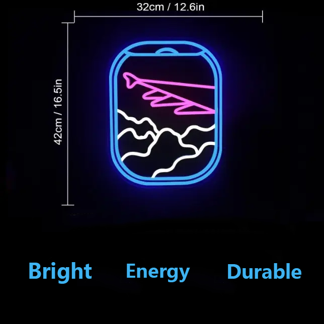 Airplane Window View Neon Signs Decorative Wall Hanging Light Shop Decor