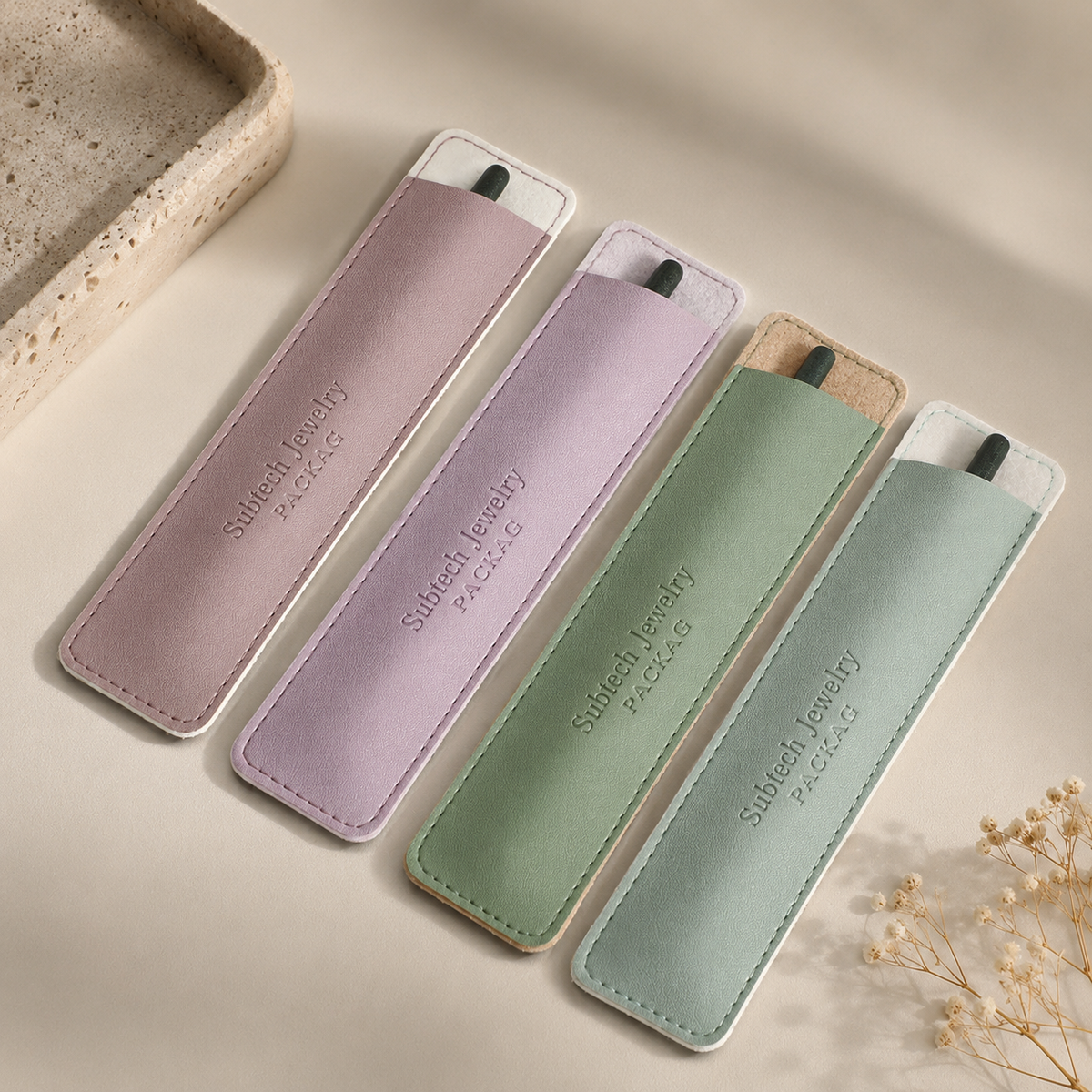 Personalized Embossed PU Leather Pen Holder or Makeup Brush Cover
