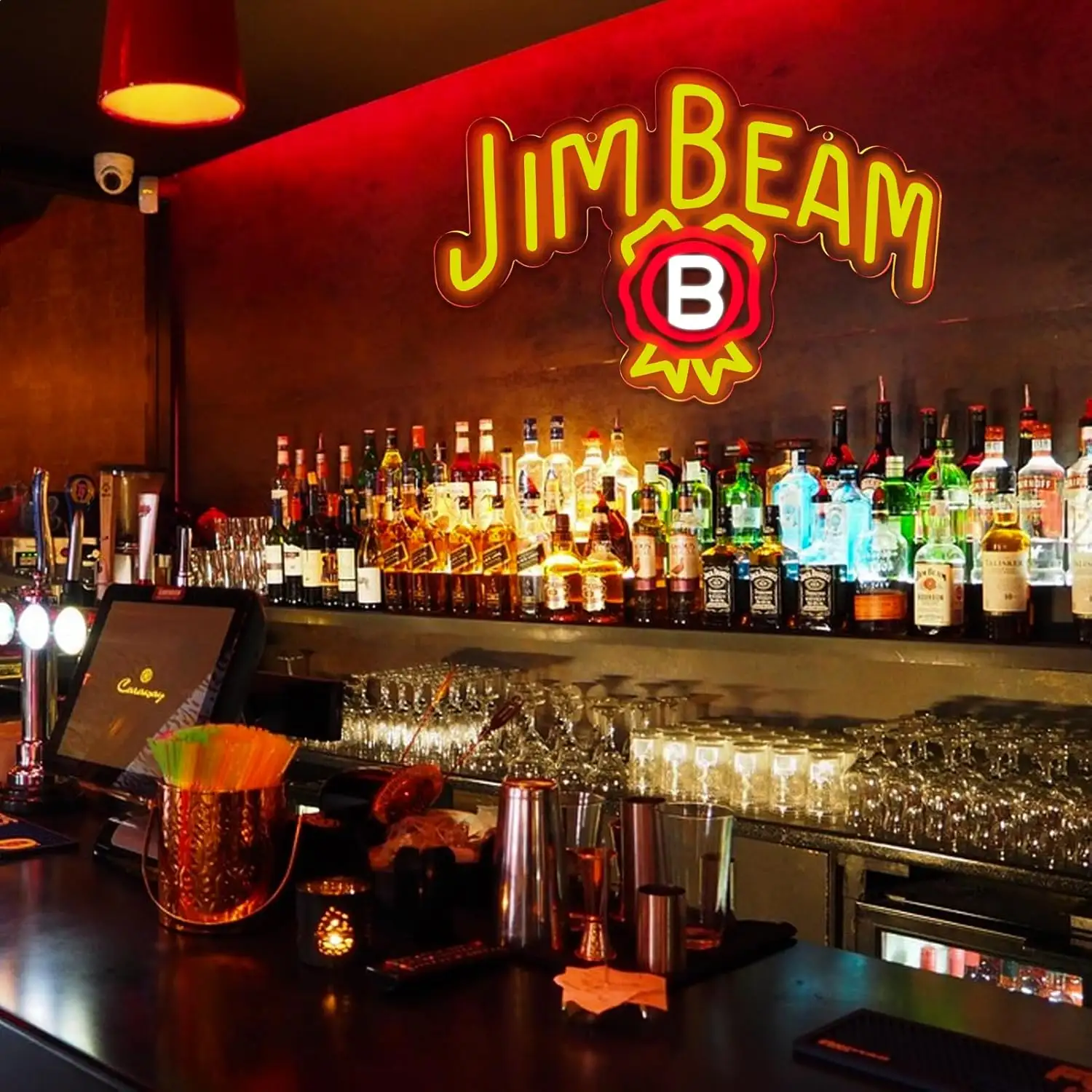 Jim Beam Whiskey Neon Signs Gifts for Whiskey Lovers Bar Club Decor