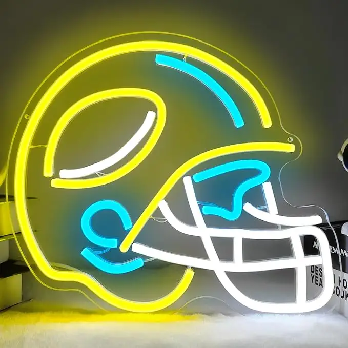 Football Helmet Neon Signs Rugby Team Decor for Rugby Club