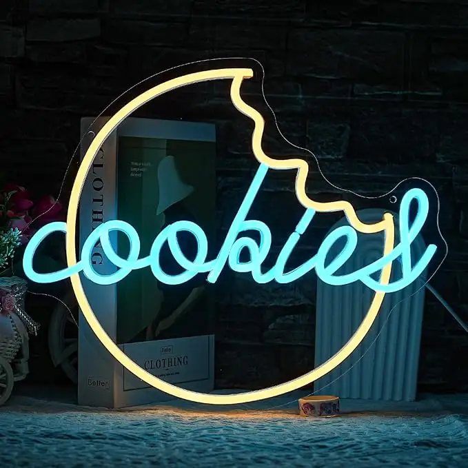 Moon Lunar LED Neon Cookies Neon Sign for Kitchen Cake Bakery Shop