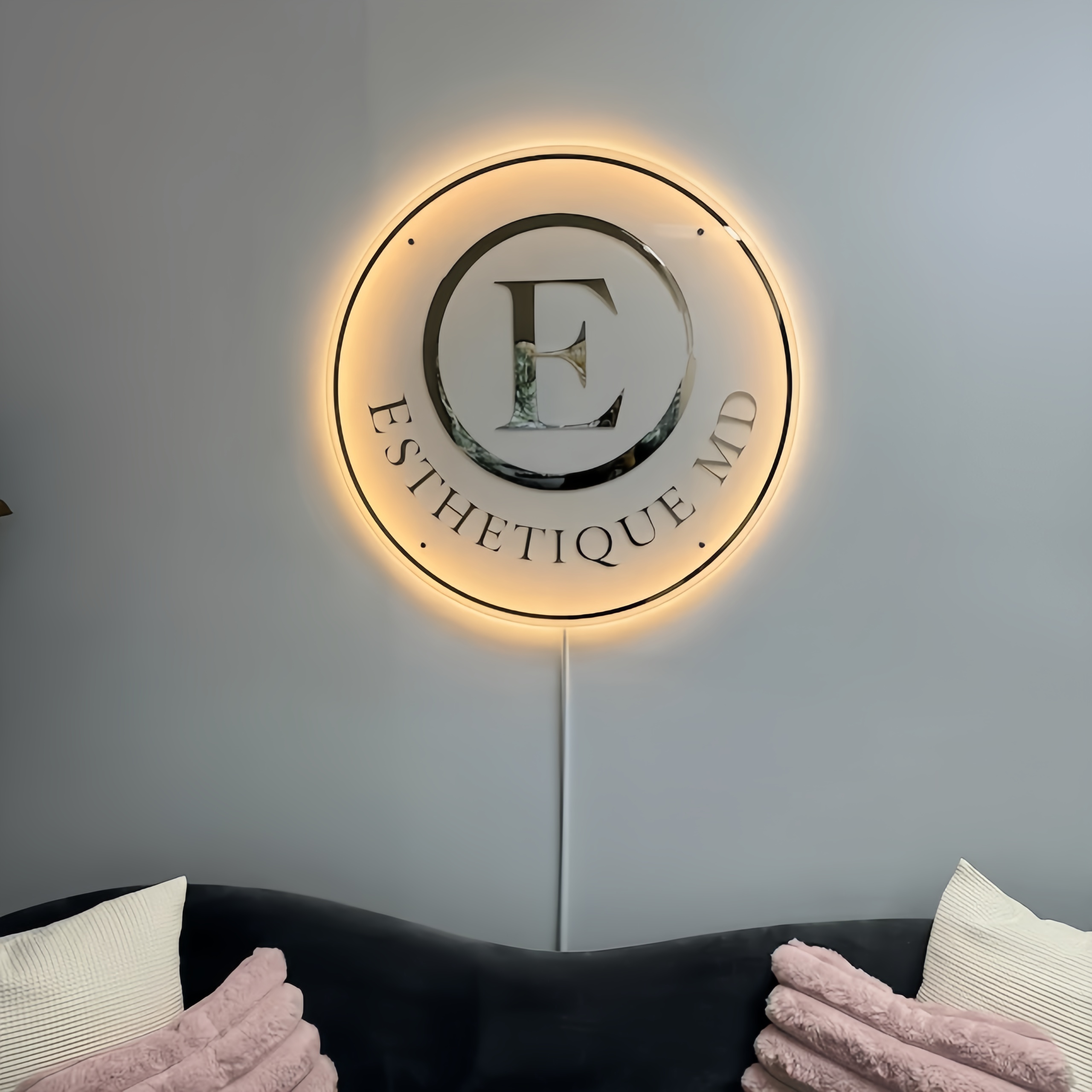 Custom Backlit Transparent Acrylic Wall Sign for Beauty Bar or Business Studio Logo