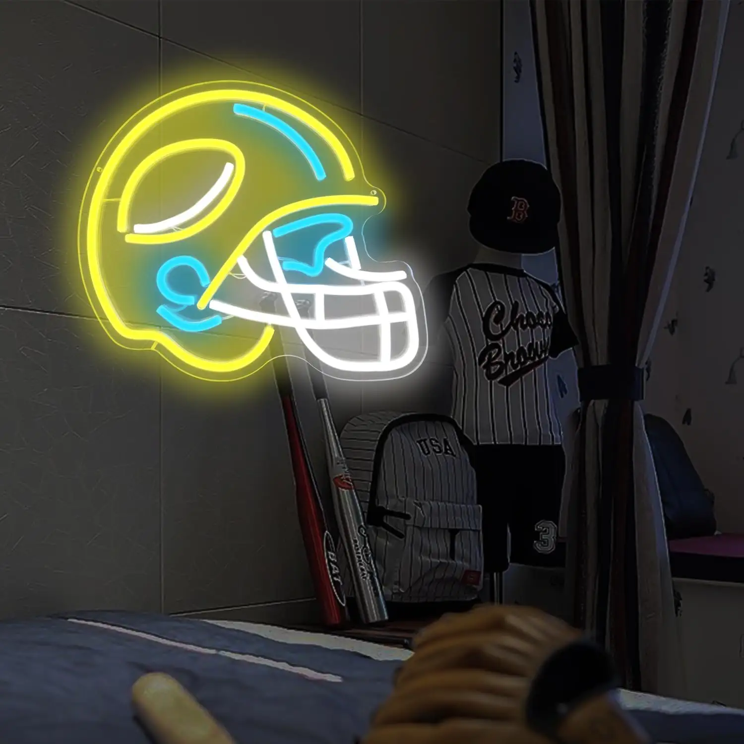 Football Helmet Neon Signs Rugby Team Decor for Rugby Club