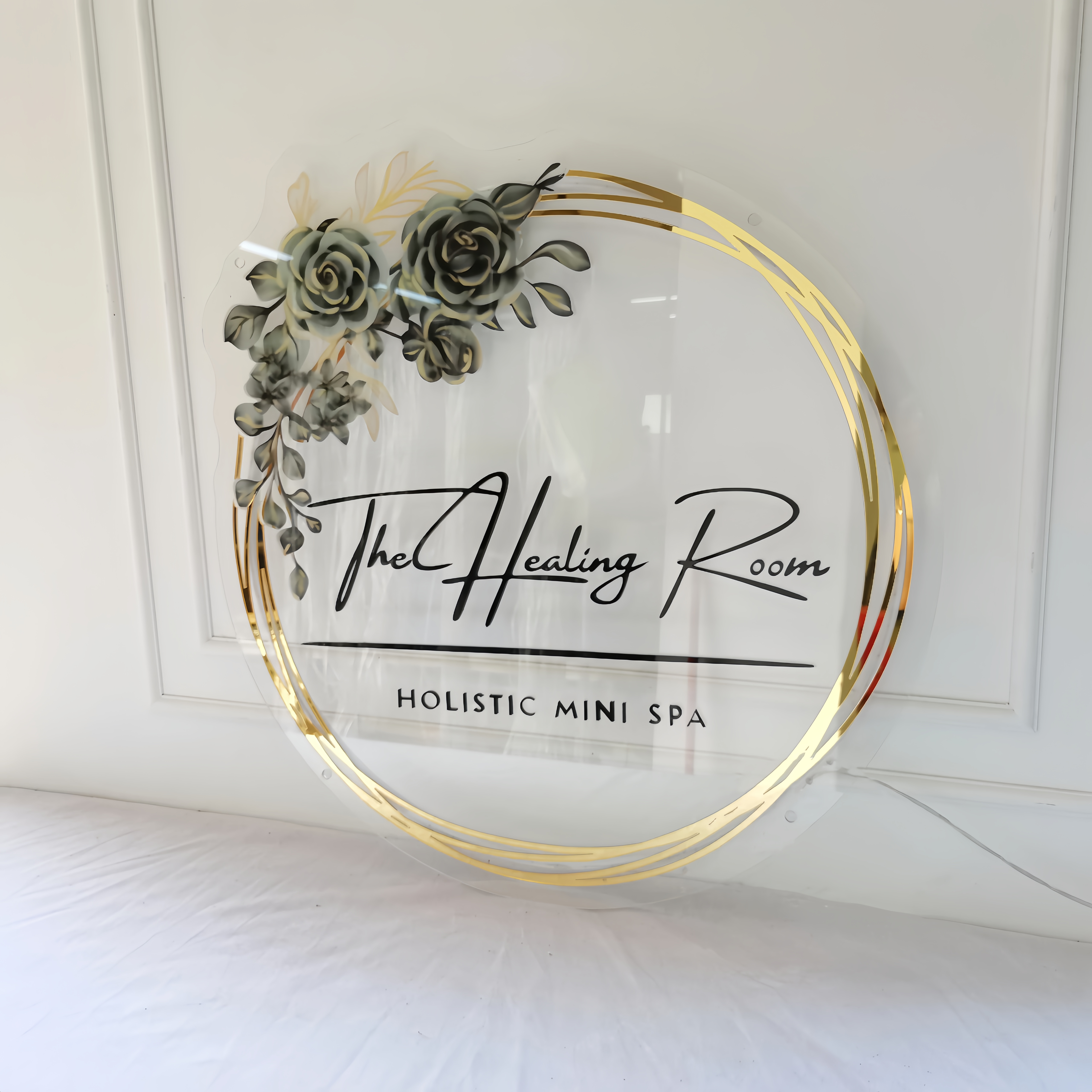 Custom Backlit Transparent Acrylic Wall Sign for Beauty Bar or Business Studio Logo