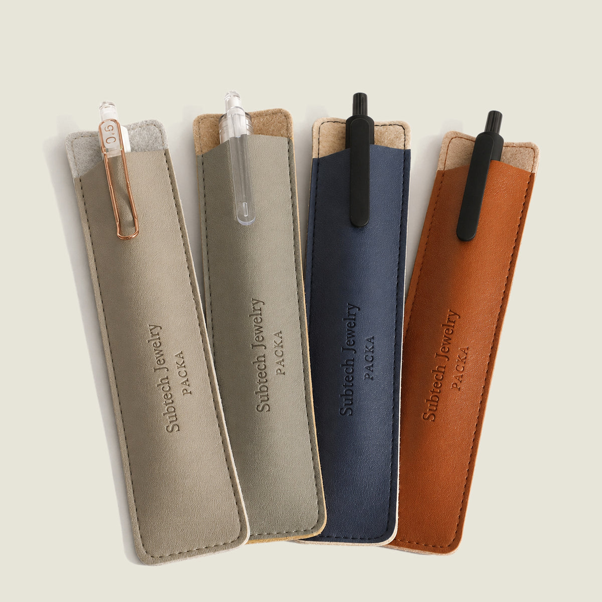 Personalized Embossed PU Leather Pen Holder or Makeup Brush Cover