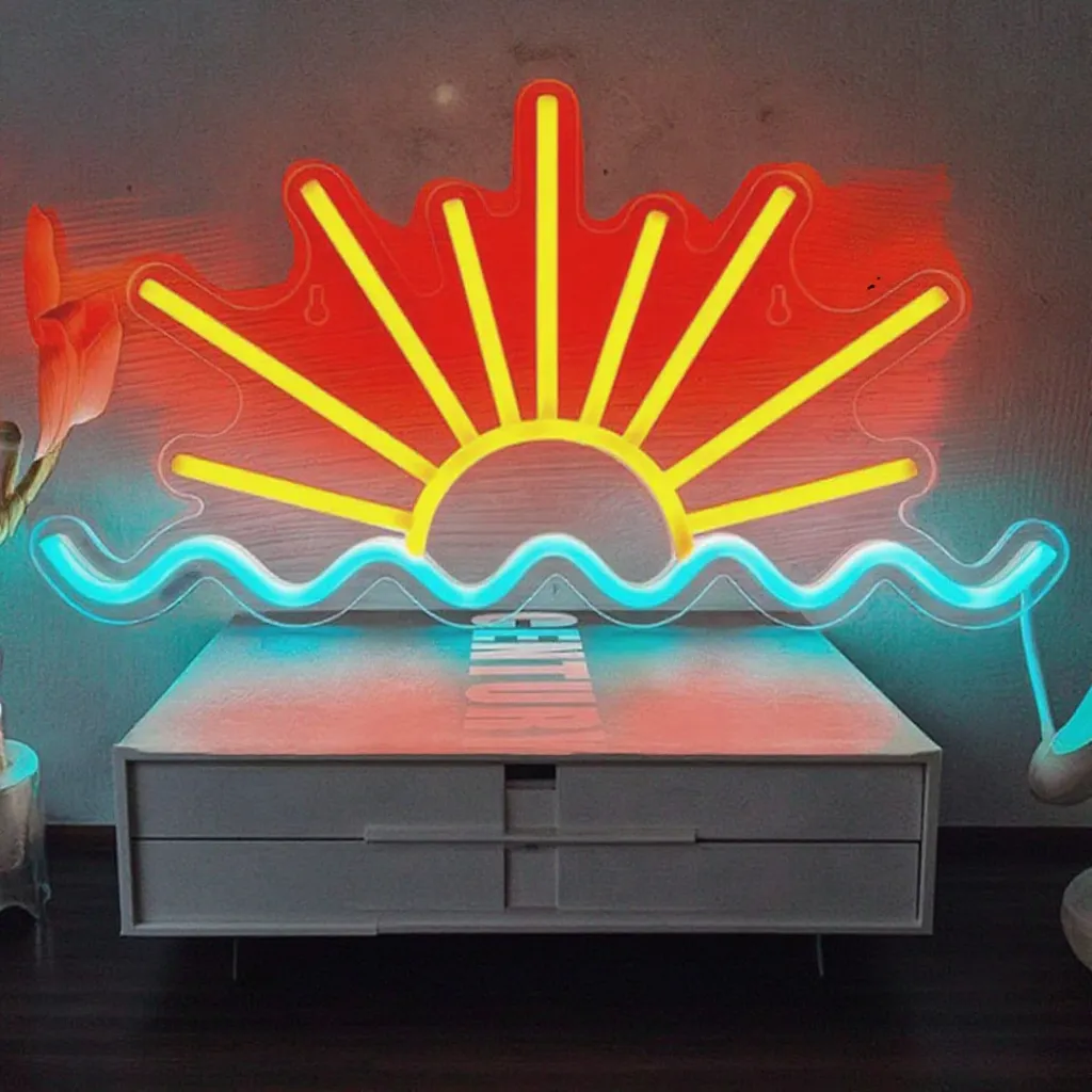 Sunset Sunrise Neon Signs Seaside Villa Store Bar Decor Room Neon Light