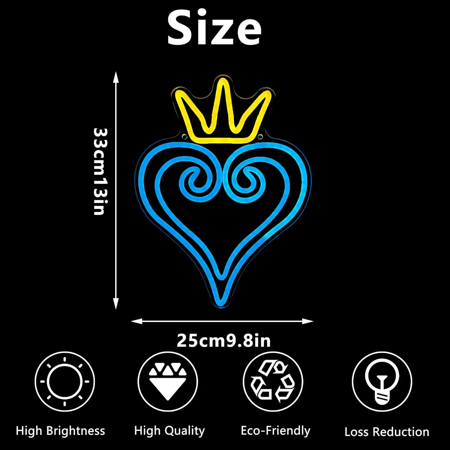 Blue Kingdom Hearts Neon Signs | Anime Neon Lights for Wall Decor | Home Decor