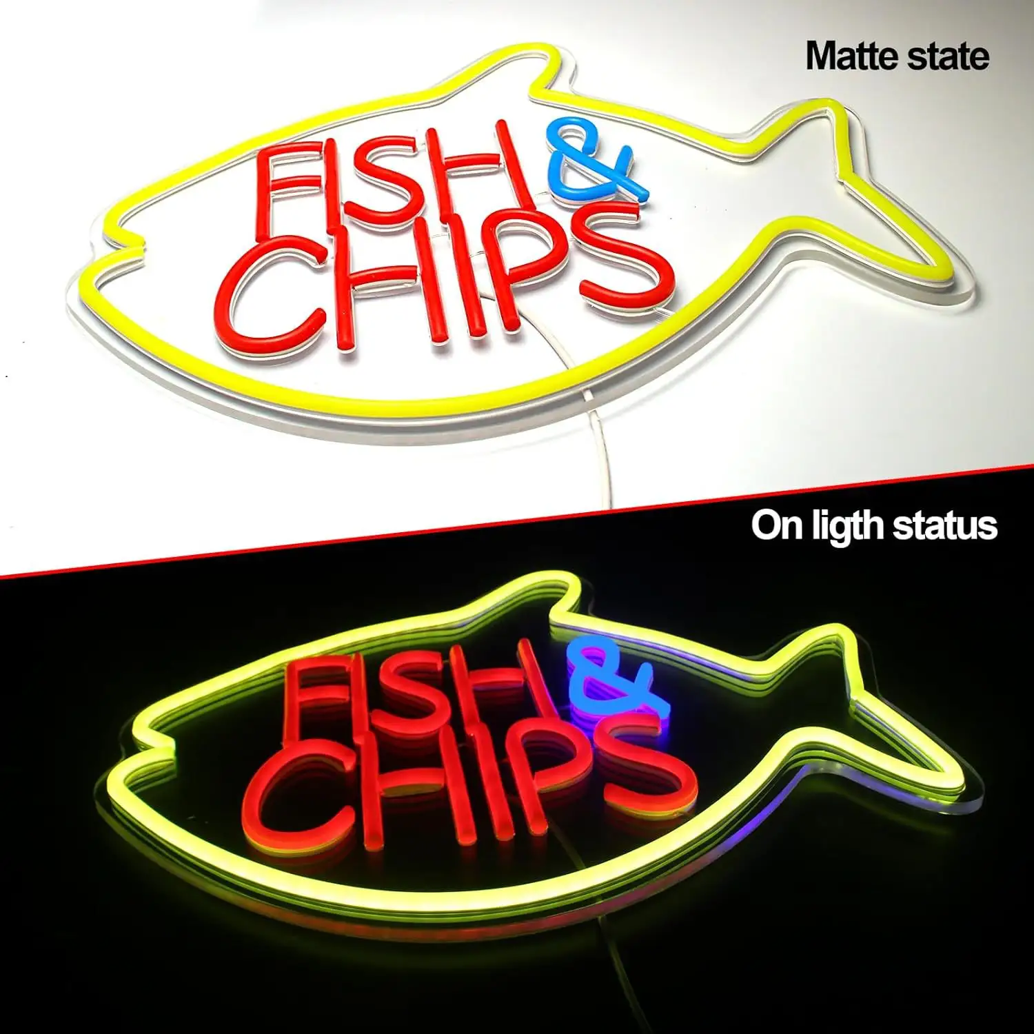 Fish and Chips LED Neon Fast Food Restaurant Decor