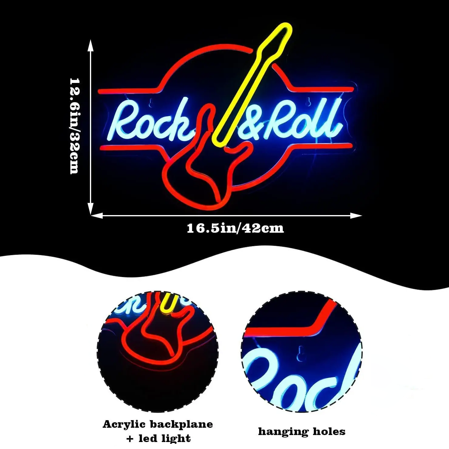 Rock Roll LED Neon Guitar Neon Signs Music Club Decor