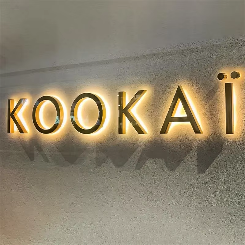 Mirror Metal LED Backlit Sign for Business Company Studio