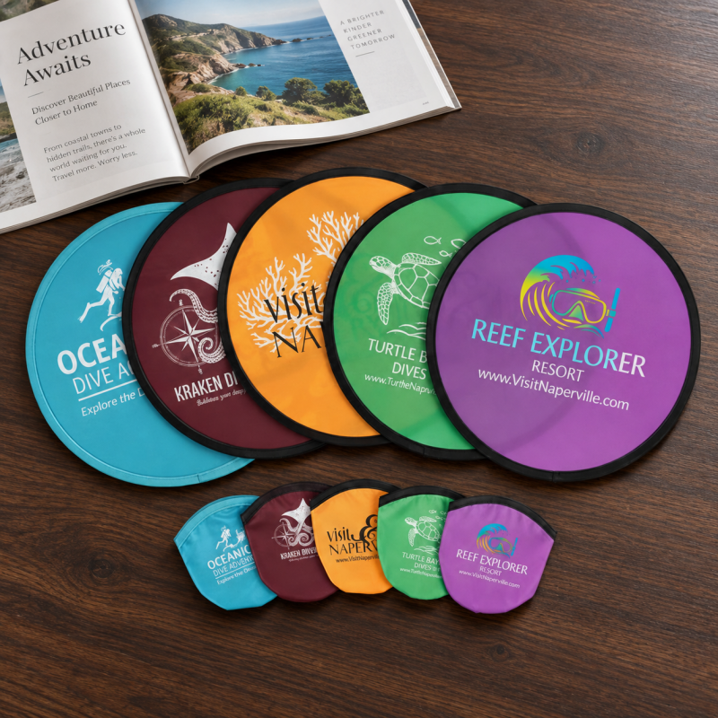 100pcs Personalized Nylon Folding Fying Disc with Pouch for Advertising, Summer Events, Wedding & Graduation