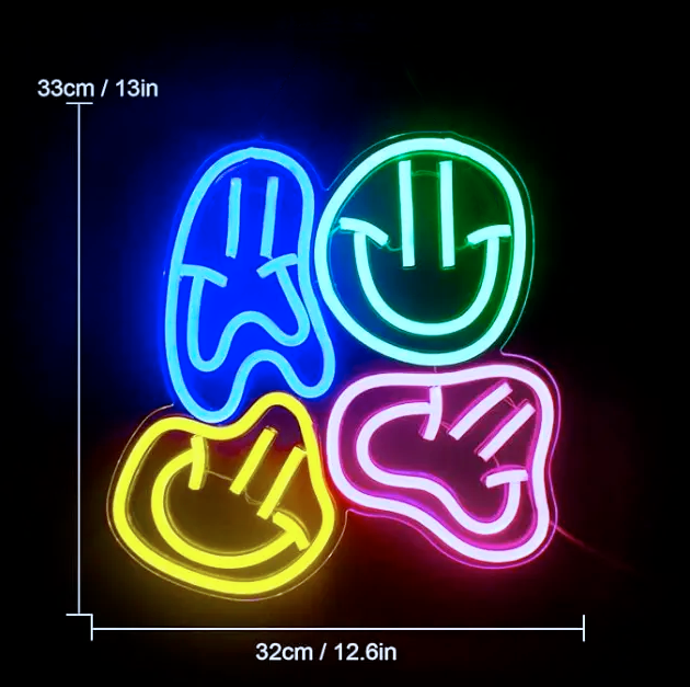 Emoji Neon Signs Happy Face Neon Light Game Room Decor