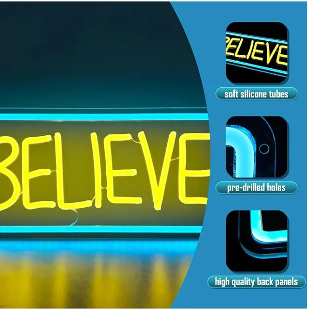 Believe LED Neon Sign | Gym Neon Sign Decor | Light up Letters