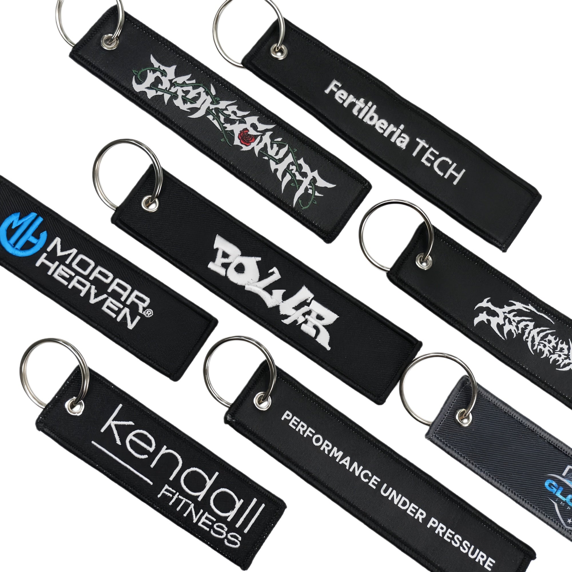 Custom Woven Embroidery Keychain, Personalized Double-Sided Keytag