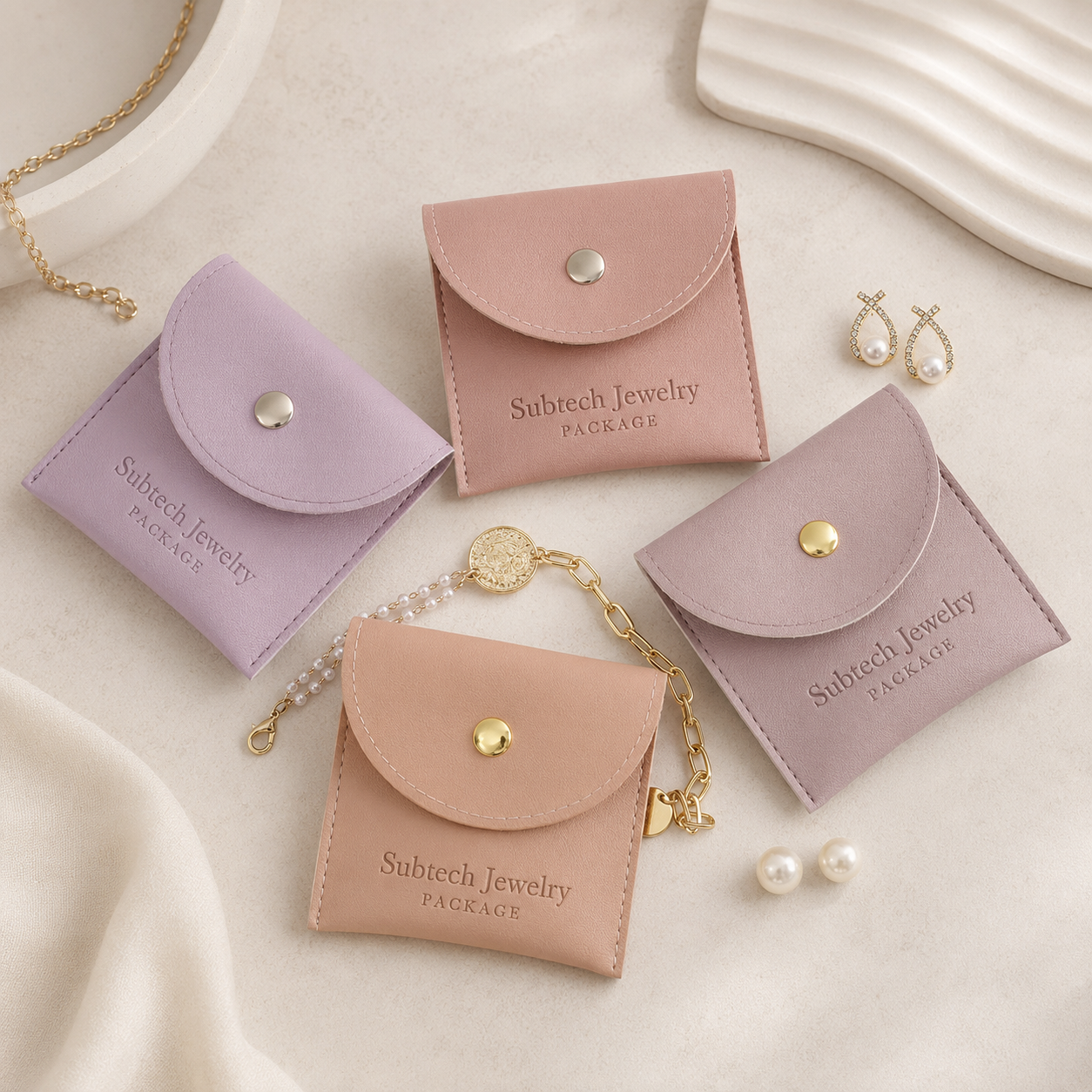 Factory Direct-sale PU Leather Jewelry Bag, Snap Case for Necklace and Ring Storage