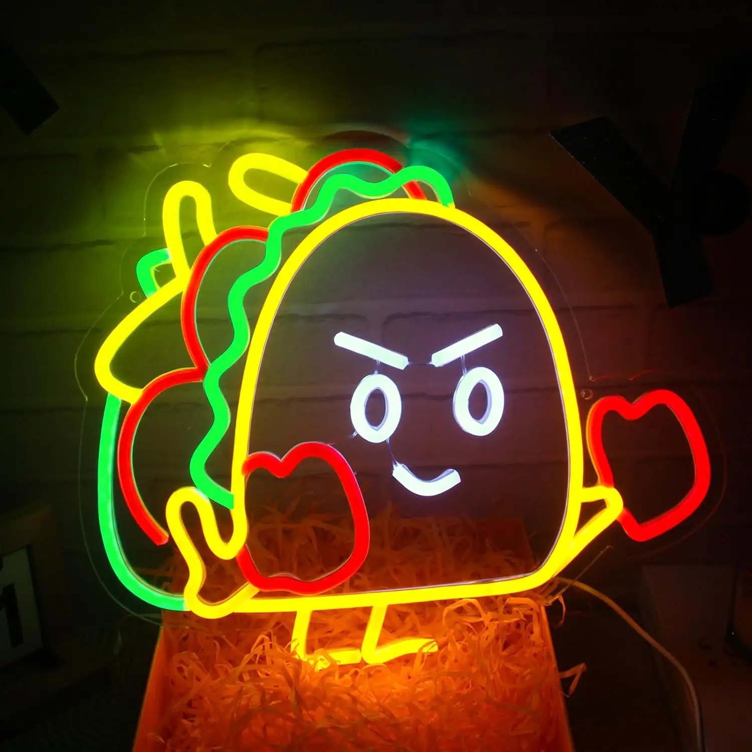 Sandwich Neon Signs | Taco-Shaped Led Neon | Children's Store Restaurant Decor