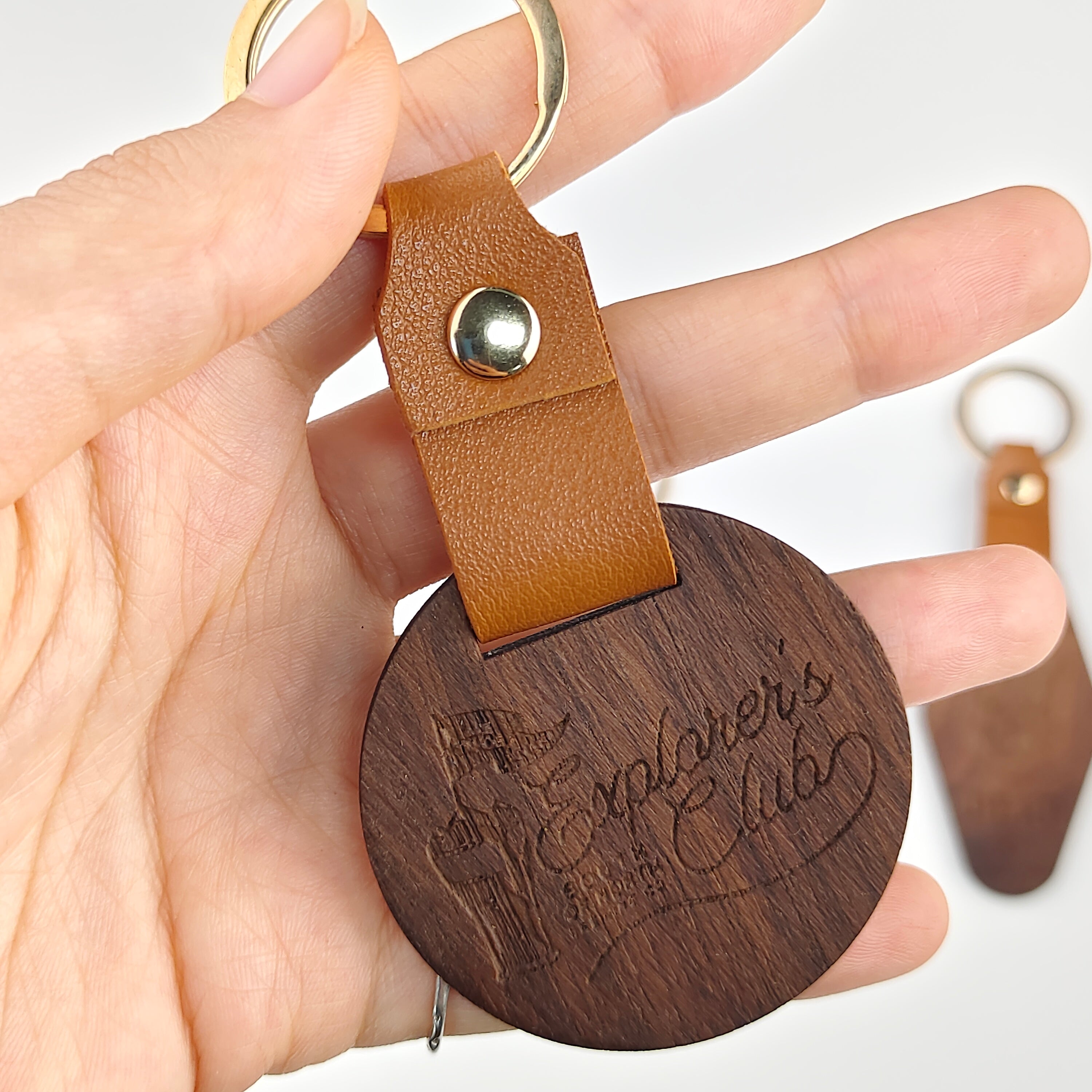 Custom Black Walnut Wood Keychain Laser Engraving Logo