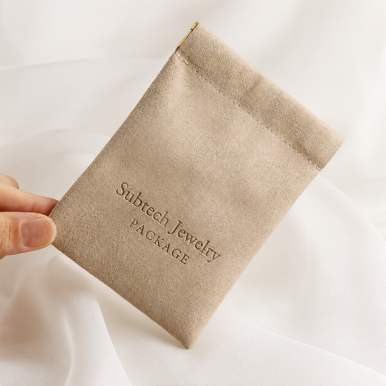Custom Logo Microfiber Bag Spring Clip Pouch, Jewerly Studio exclusive