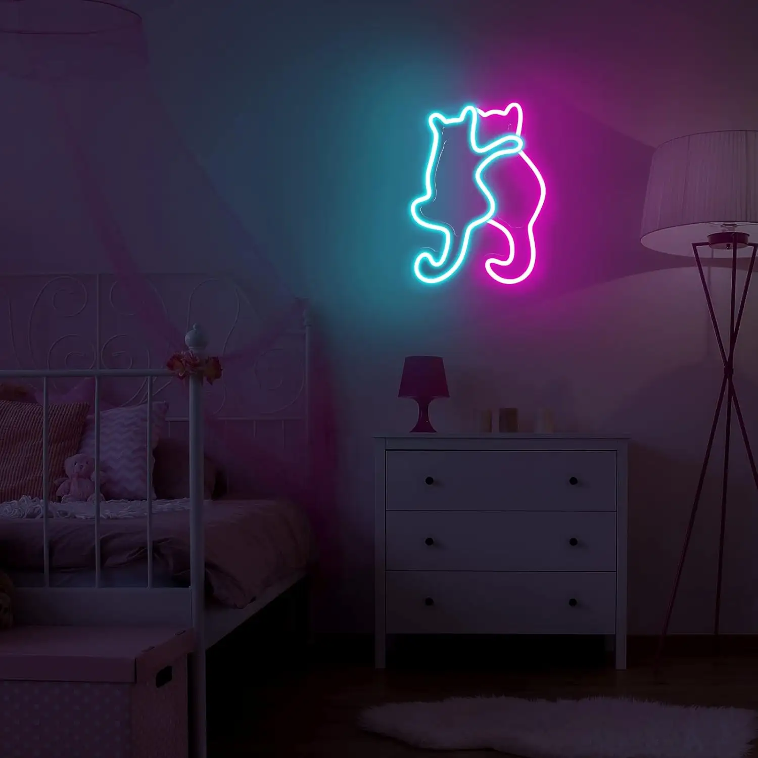 Cute Couple Cats LED Neon Sign | Bedroom House Wall Decoration | Pet Stores Decor | Bedroom Game Room Decor
