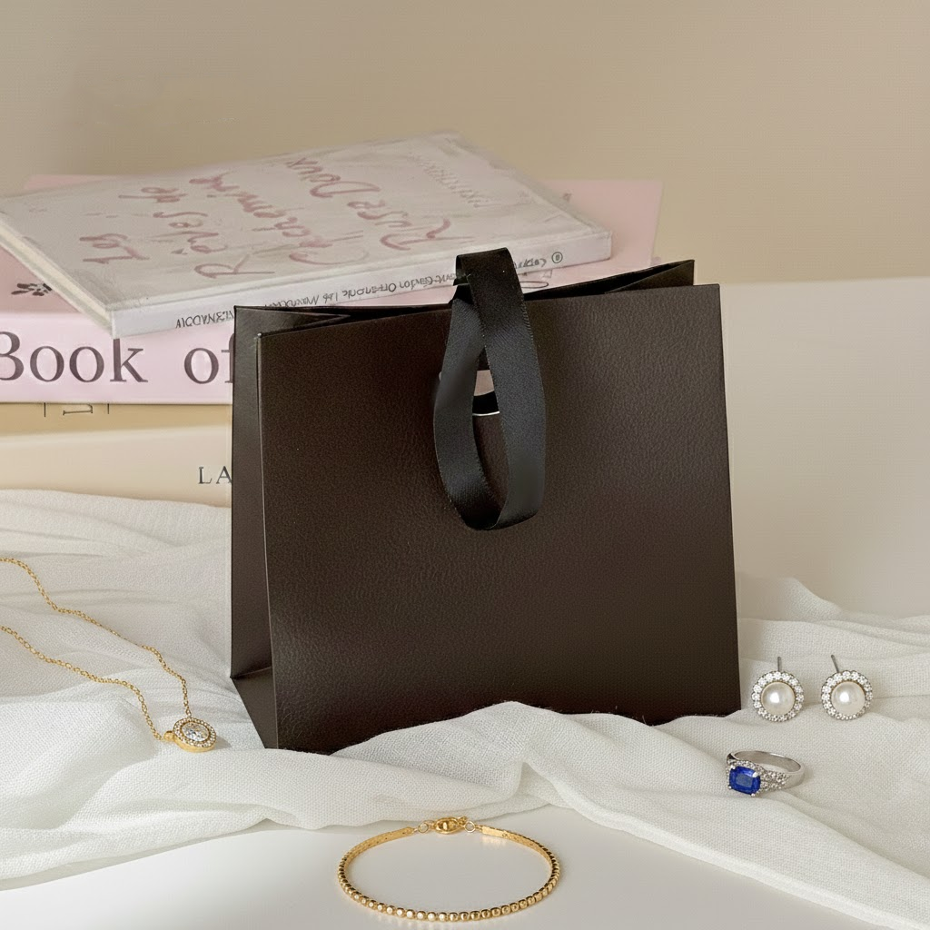 Luxury Custom Paper Bags, High-End Branded Paper Bag with Ribbon Handles