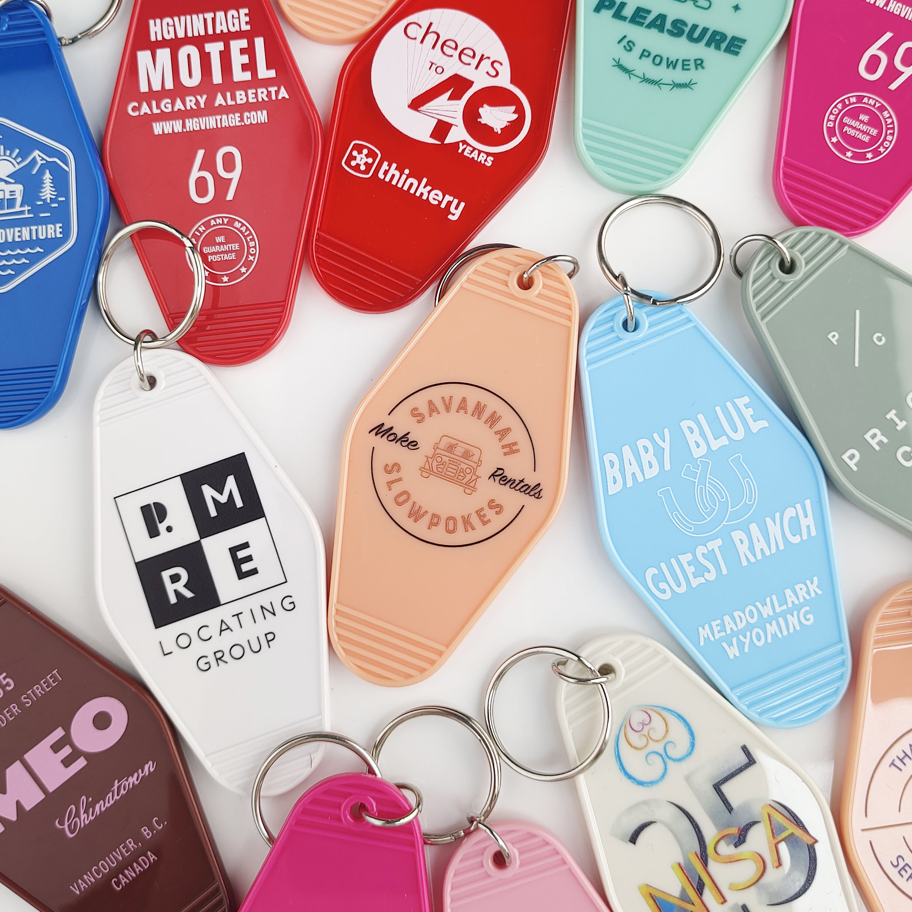 Custom Vintage Hotel Motel Keychain with Logo and Room Number