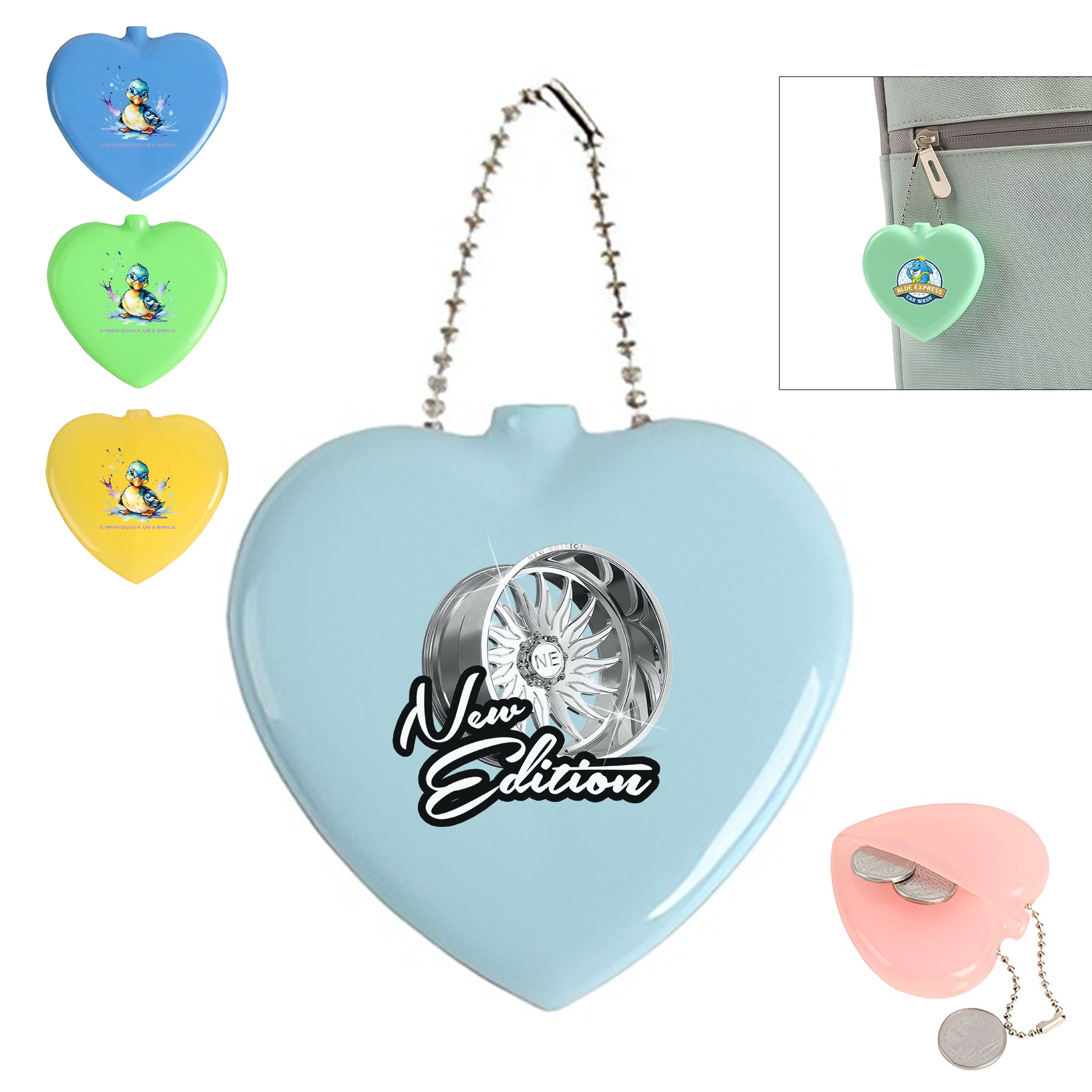 Rubber Heart-shaped Coin Purse Keytag