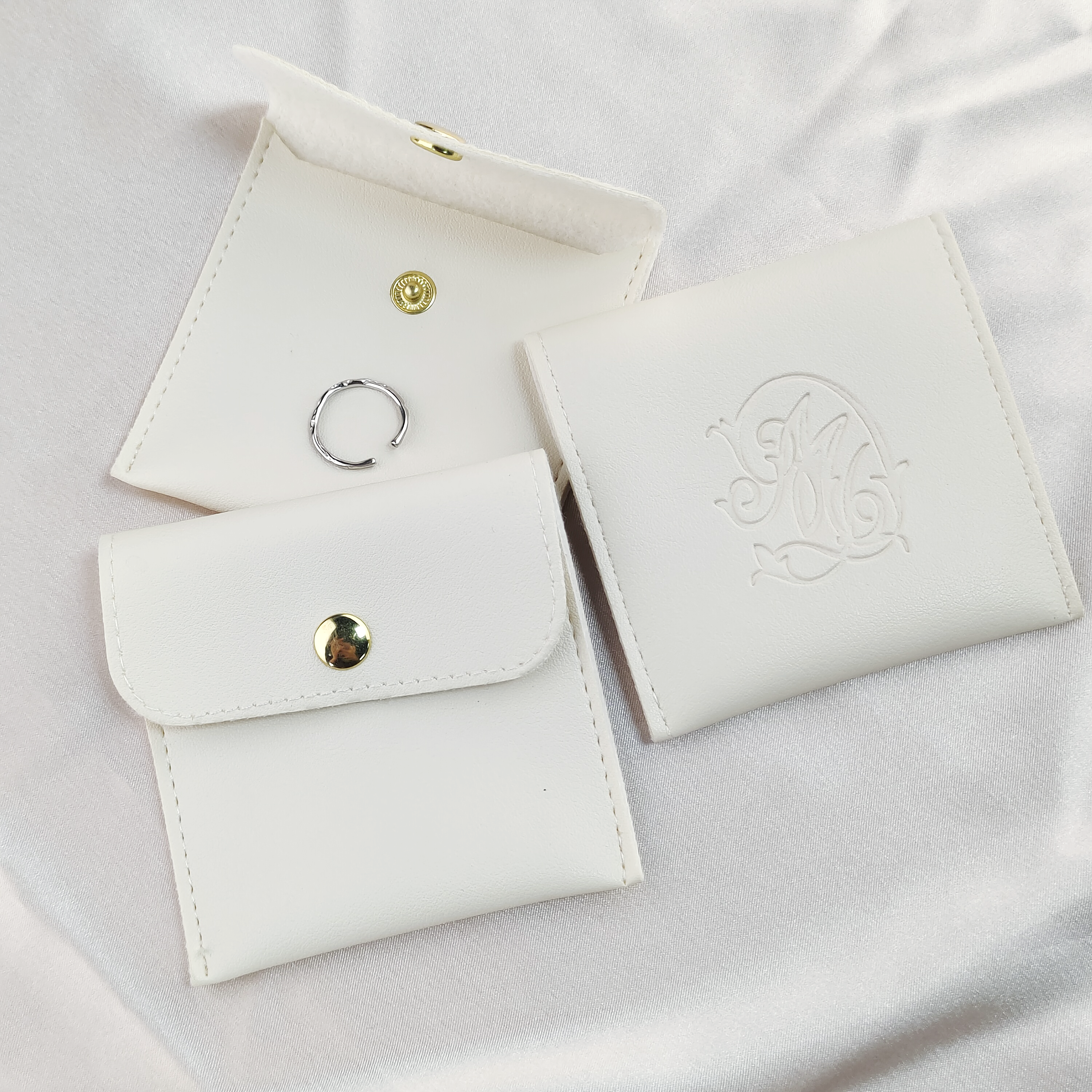 PU Leather Jewelry Pouch with Snap Button