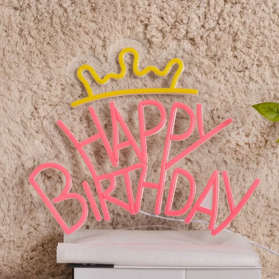 Happy Birthday Neon Sign | Birthday Party Home Decor | Birthday Gift