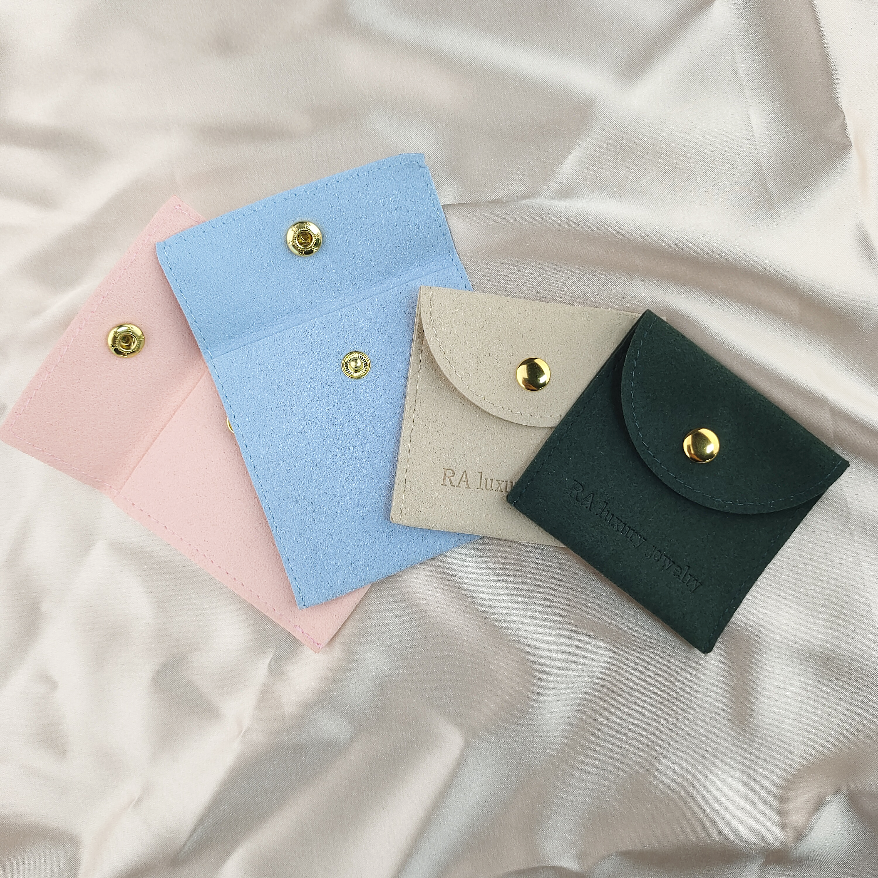 Microfiber Snap Button Jewelry Pouch