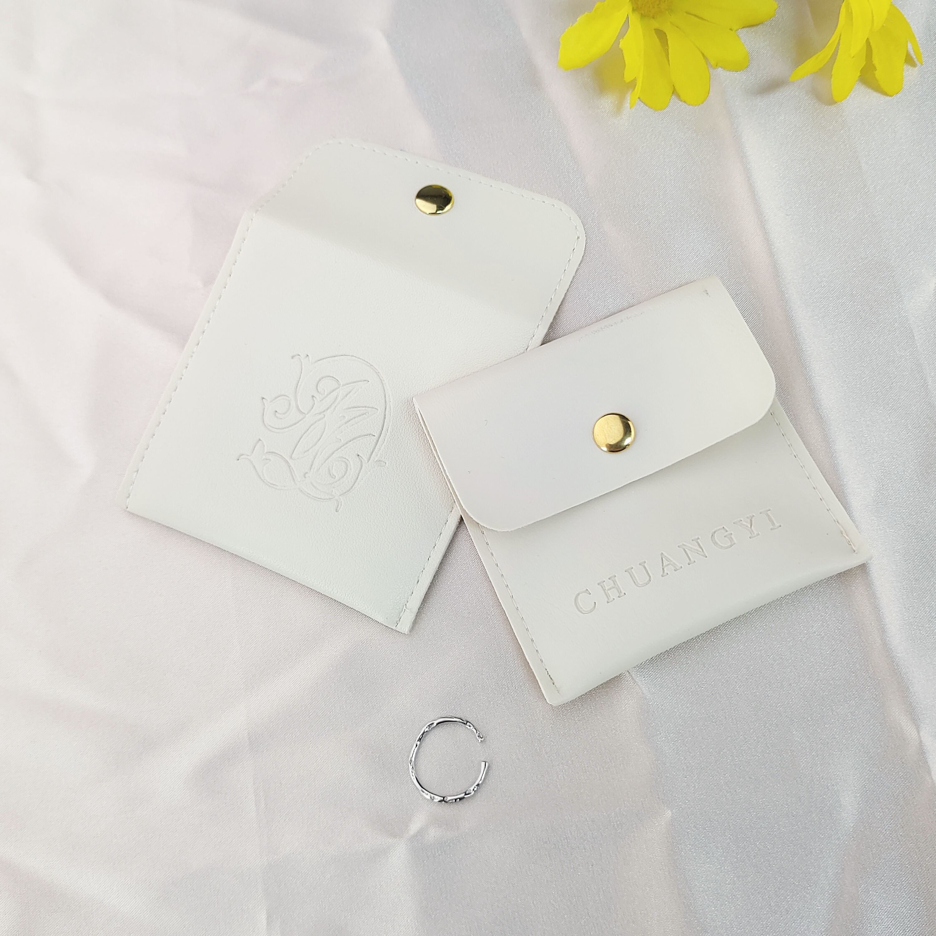 PU Leather Jewelry Pouch with Snap Button