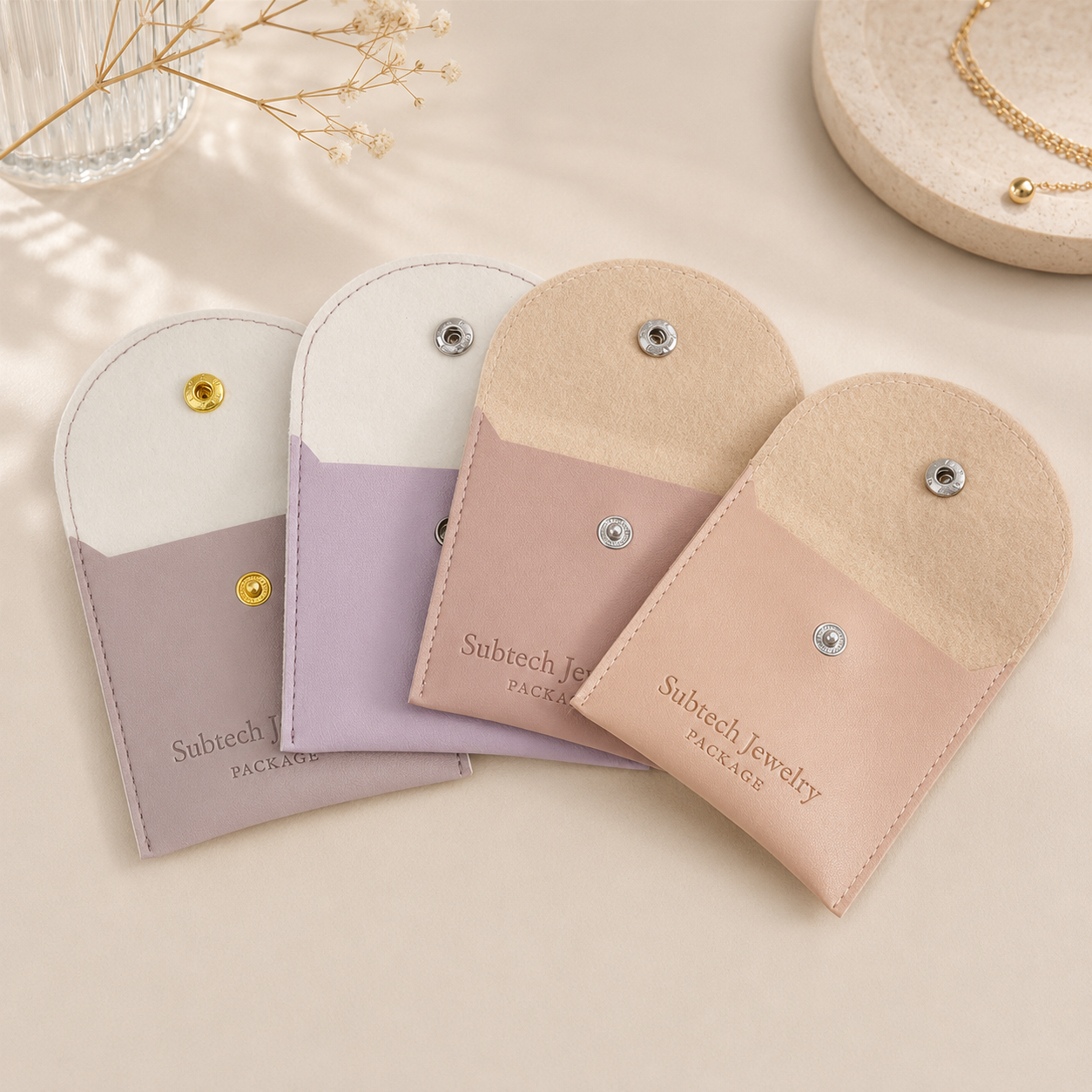 Factory Direct-sale PU Leather Jewelry Bag, Snap Case for Necklace and Ring Storage