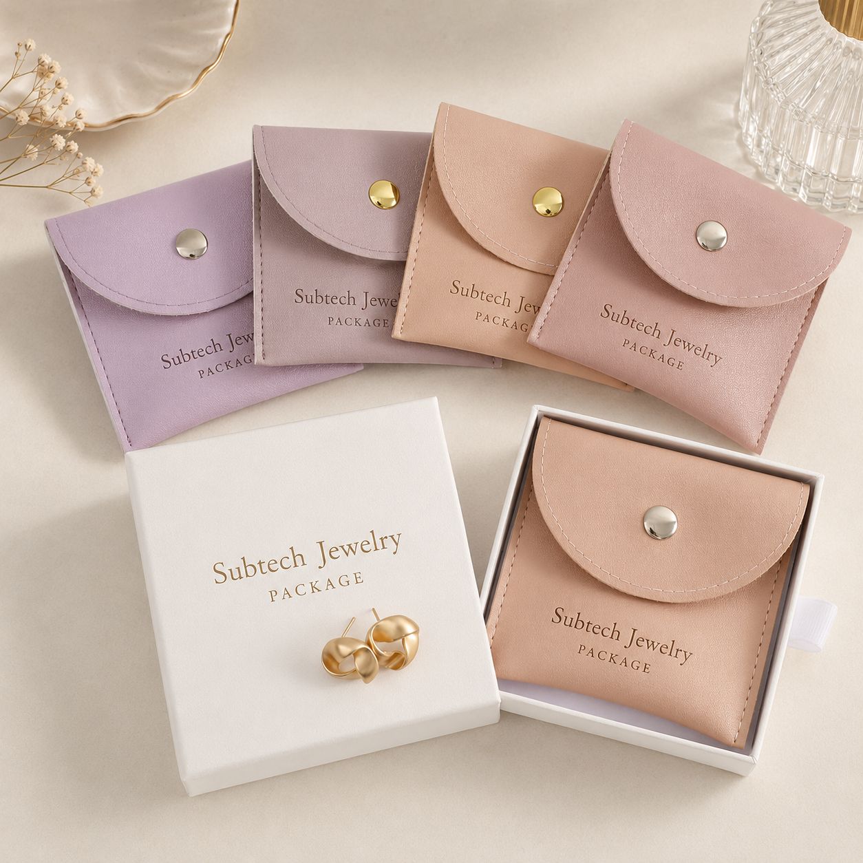 Factory Direct-sale PU Leather Jewelry Bag, Snap Case for Necklace and Ring Storage