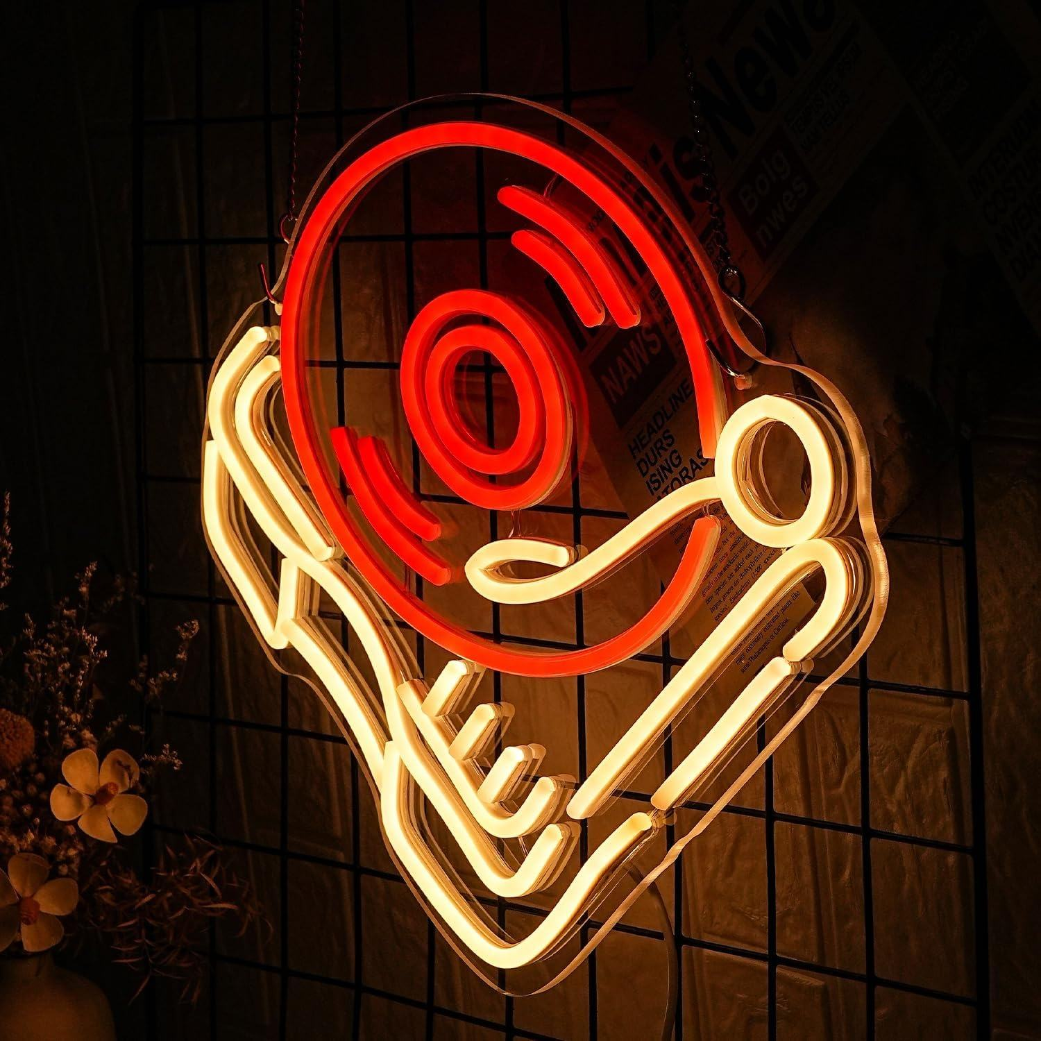 Record Player LED Neon Beer Bar Decor Gift for Music Lover