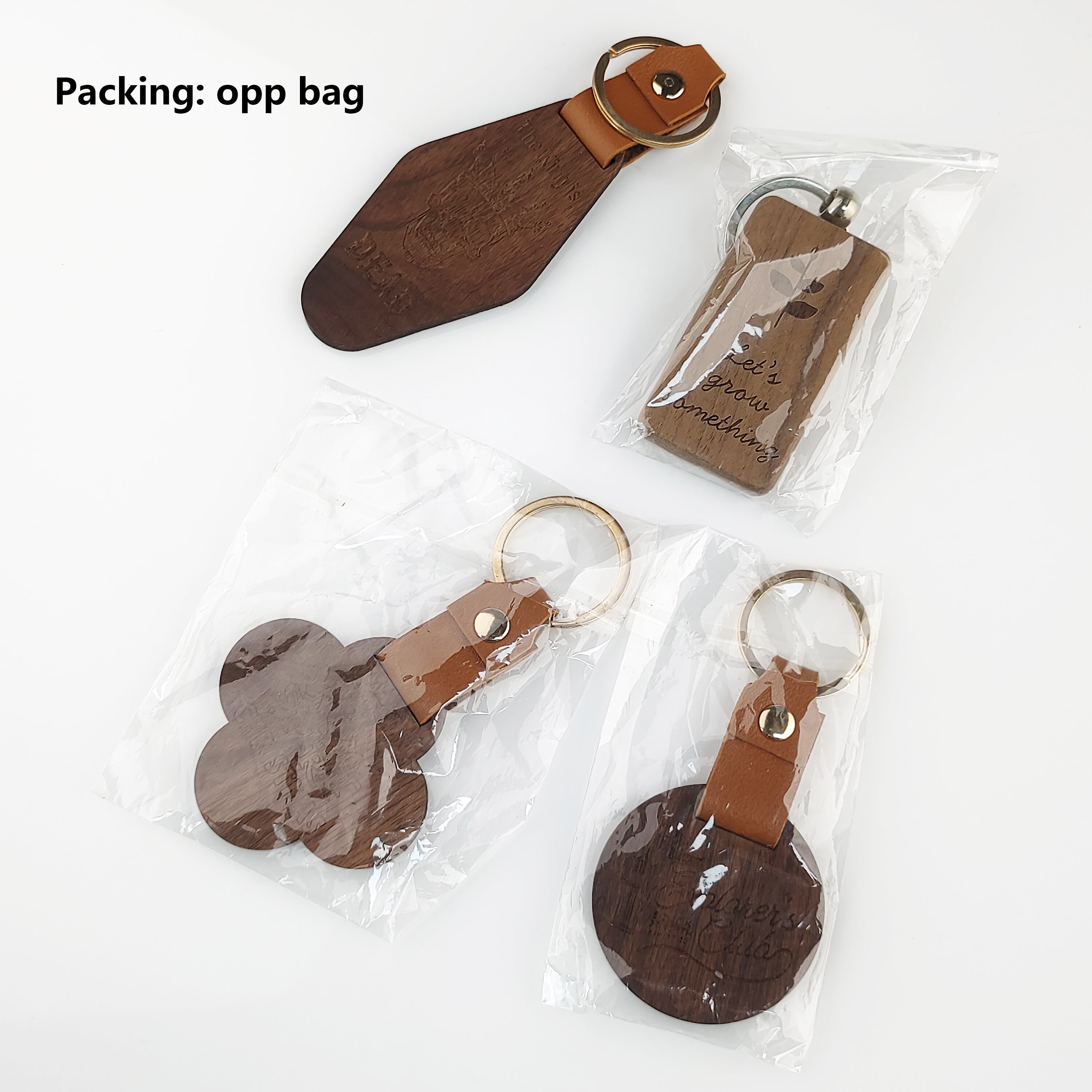 Custom Black Walnut Wood Keychain Laser Engraving Logo