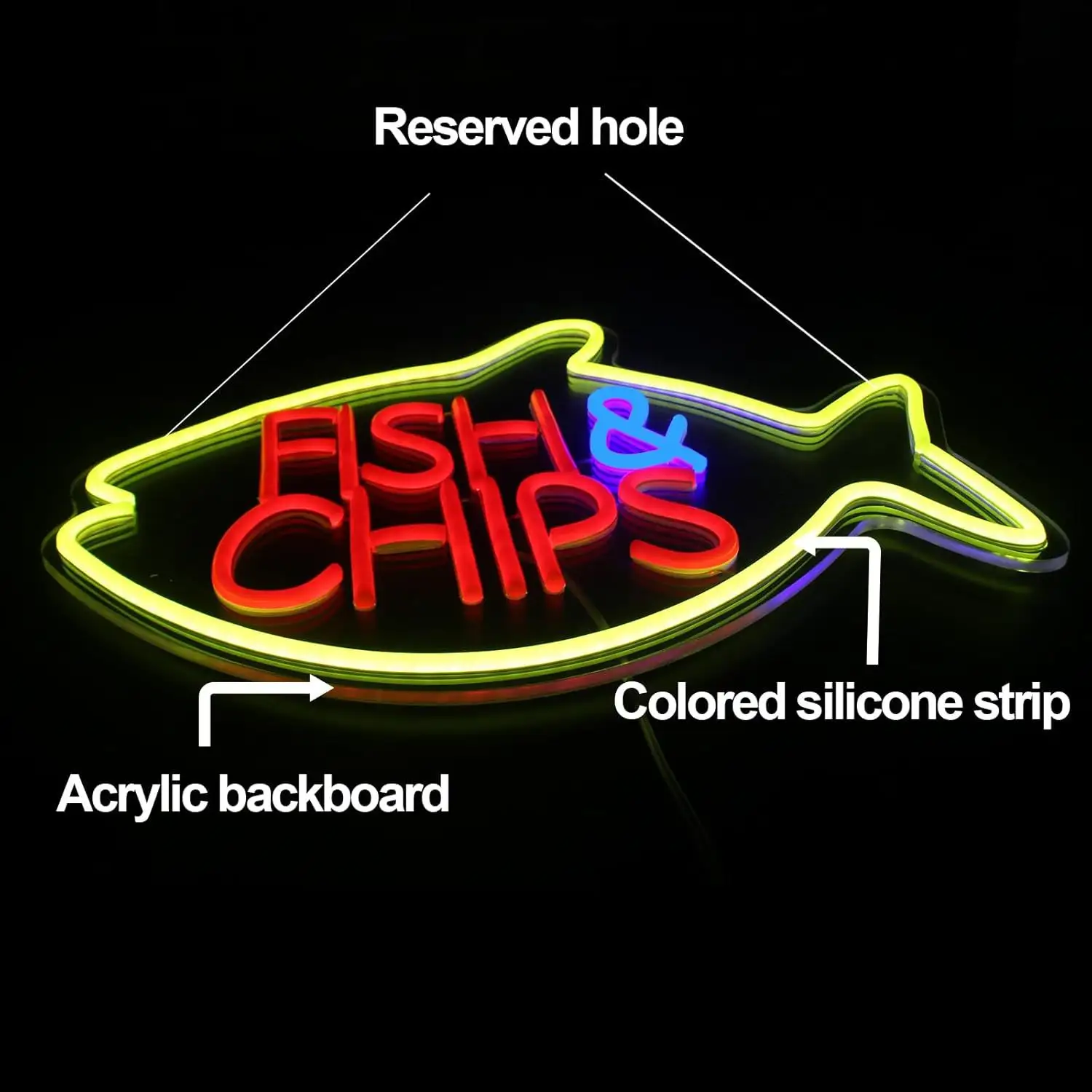 Fish and Chips LED Neon | Fast Food Restaurant Decor