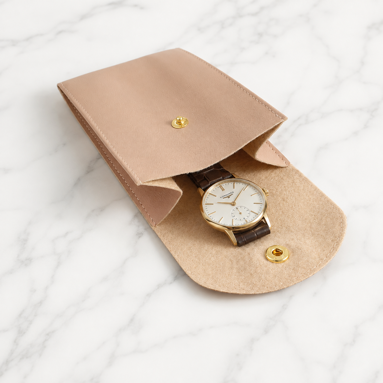Custom Watch PU Leather Bag with Snap Anti-scratch Storage Bag for Travel