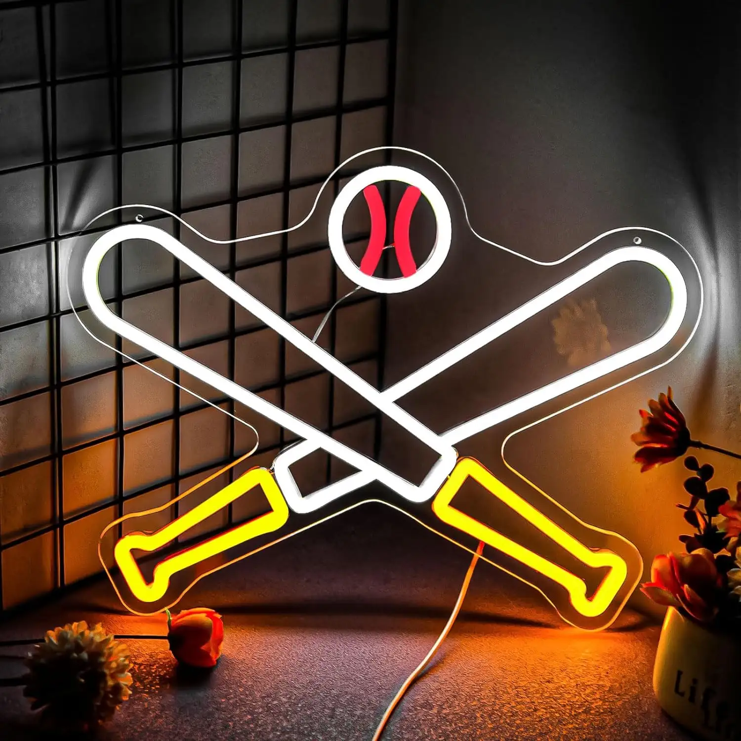 Baseball LED Neon | Sport Club Bar Pub Decor | Wall Art for Boys' Bedroom Party Cave