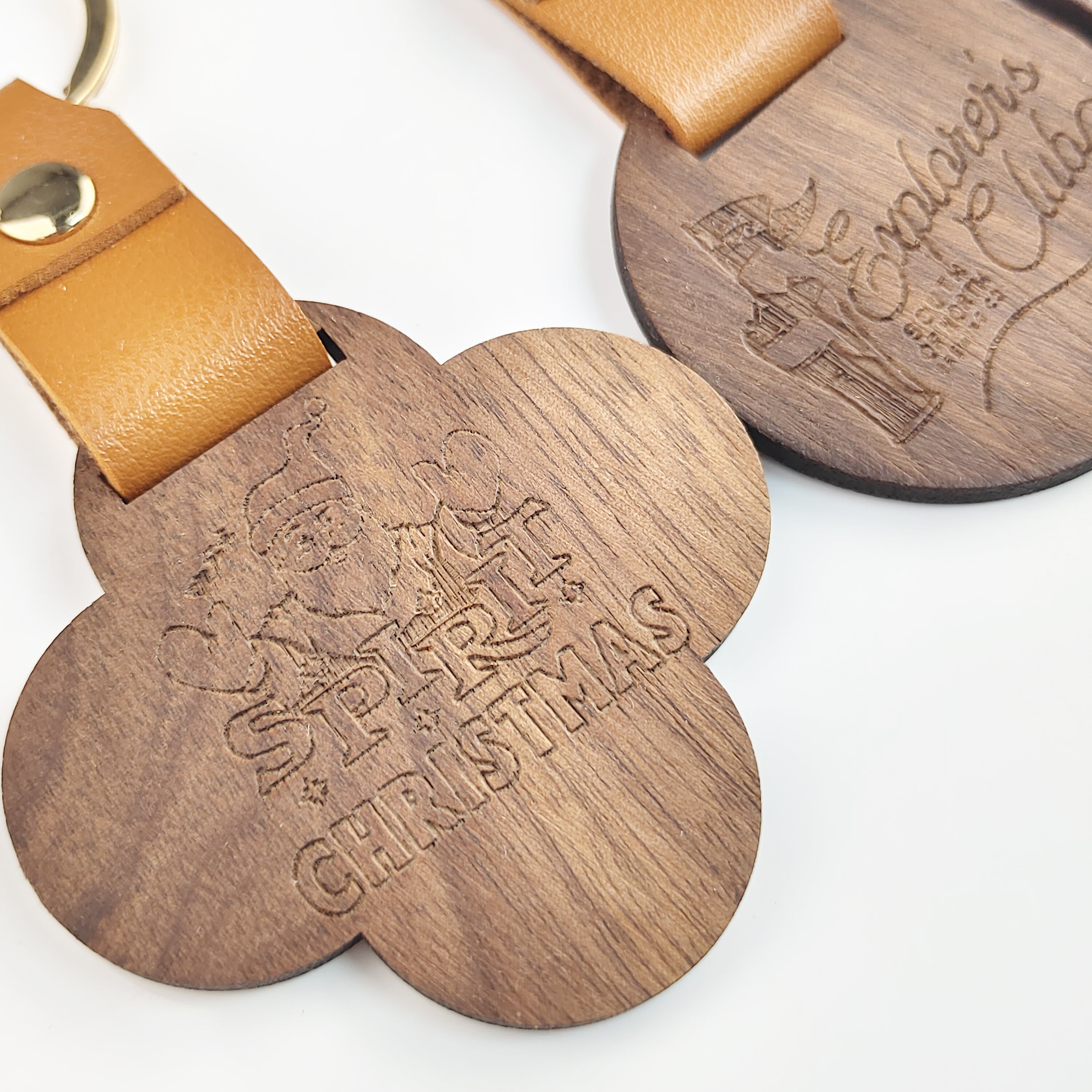 Custom Black Walnut Wood Keychain Laser Engraving Logo