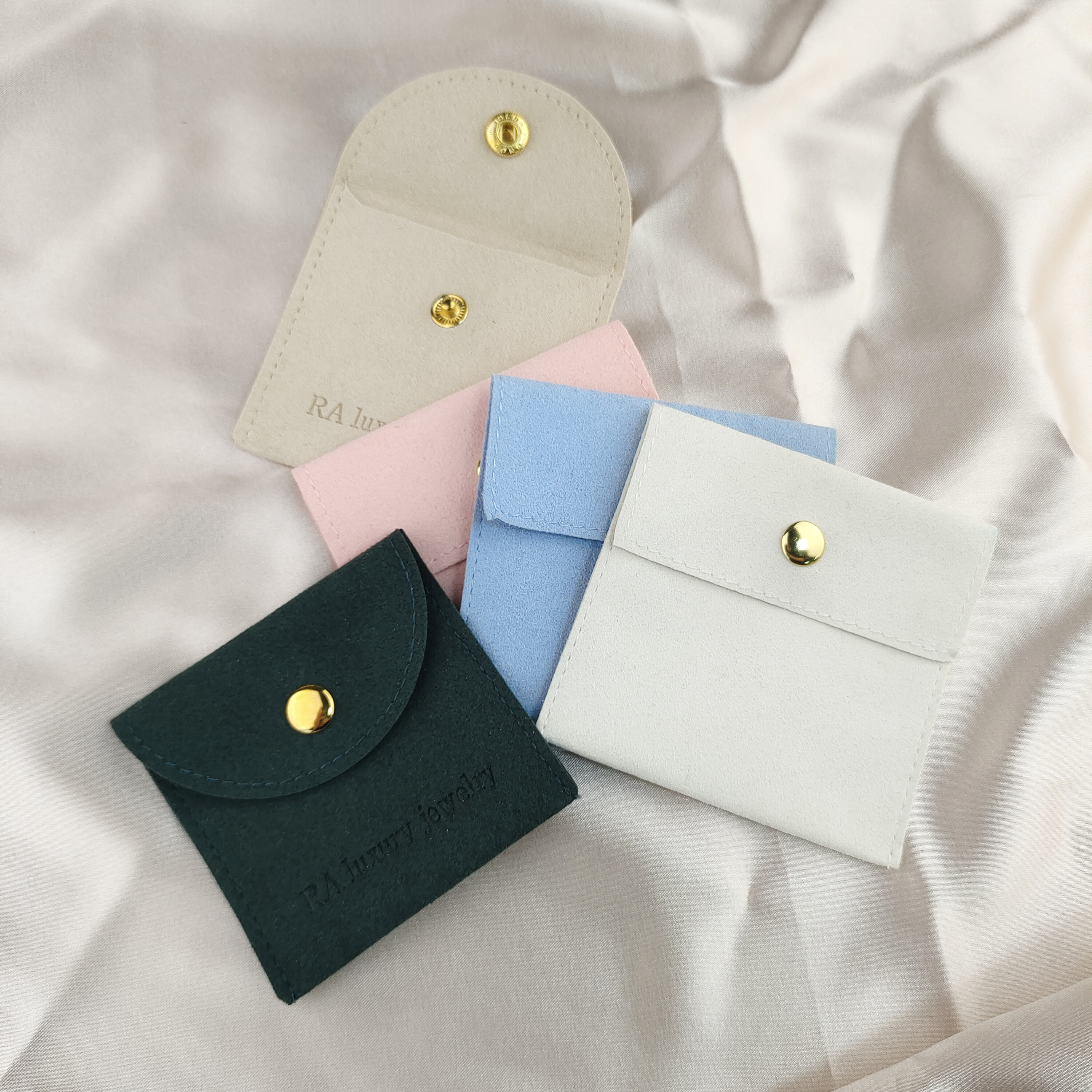 Microfiber Snap Button Jewelry Pouch